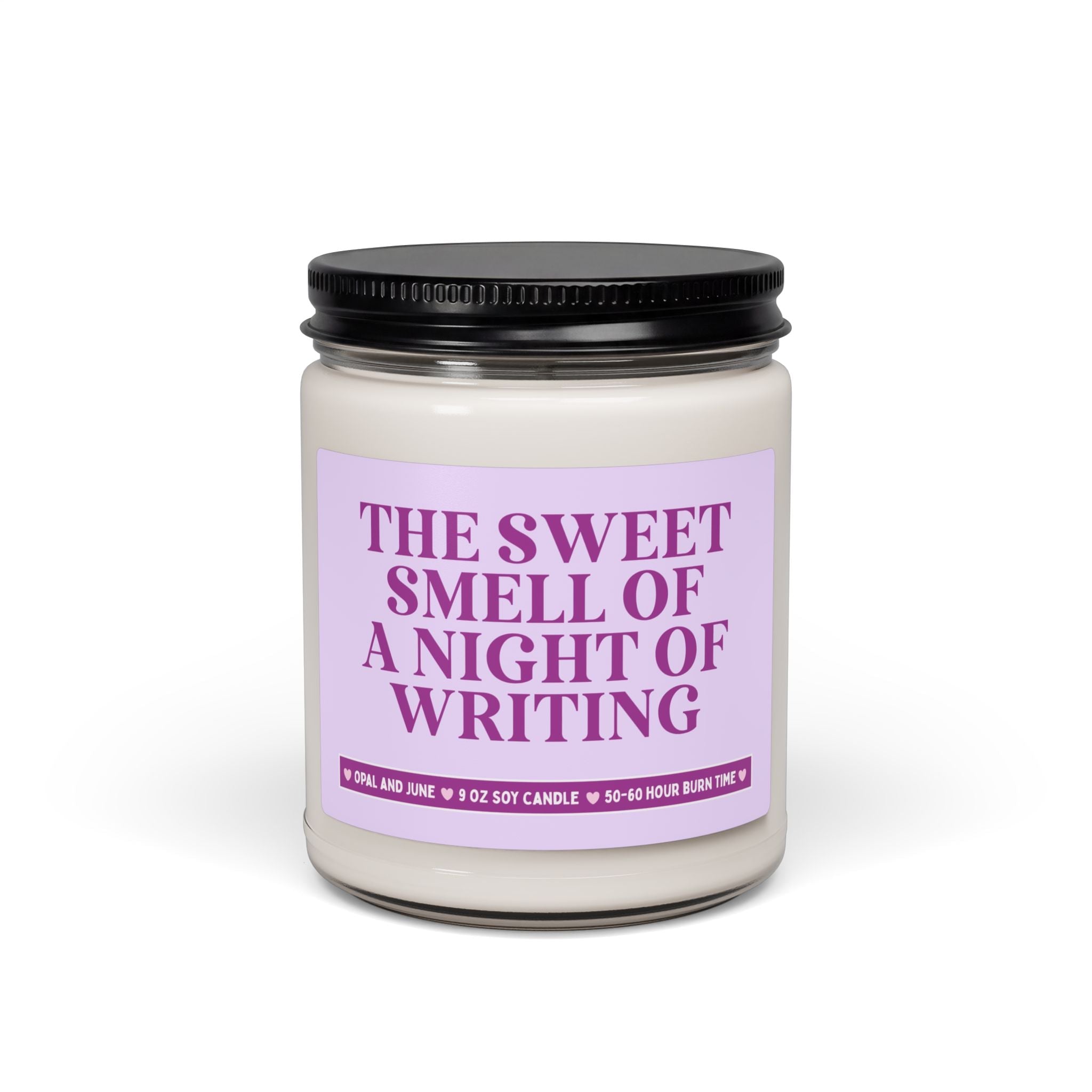 Book Author Gift for Romance Writer English Major or Friend Writing Their First Book: The Sweet Smell of a Night of Writing, 9 Oz Soy Candle - Opal and June