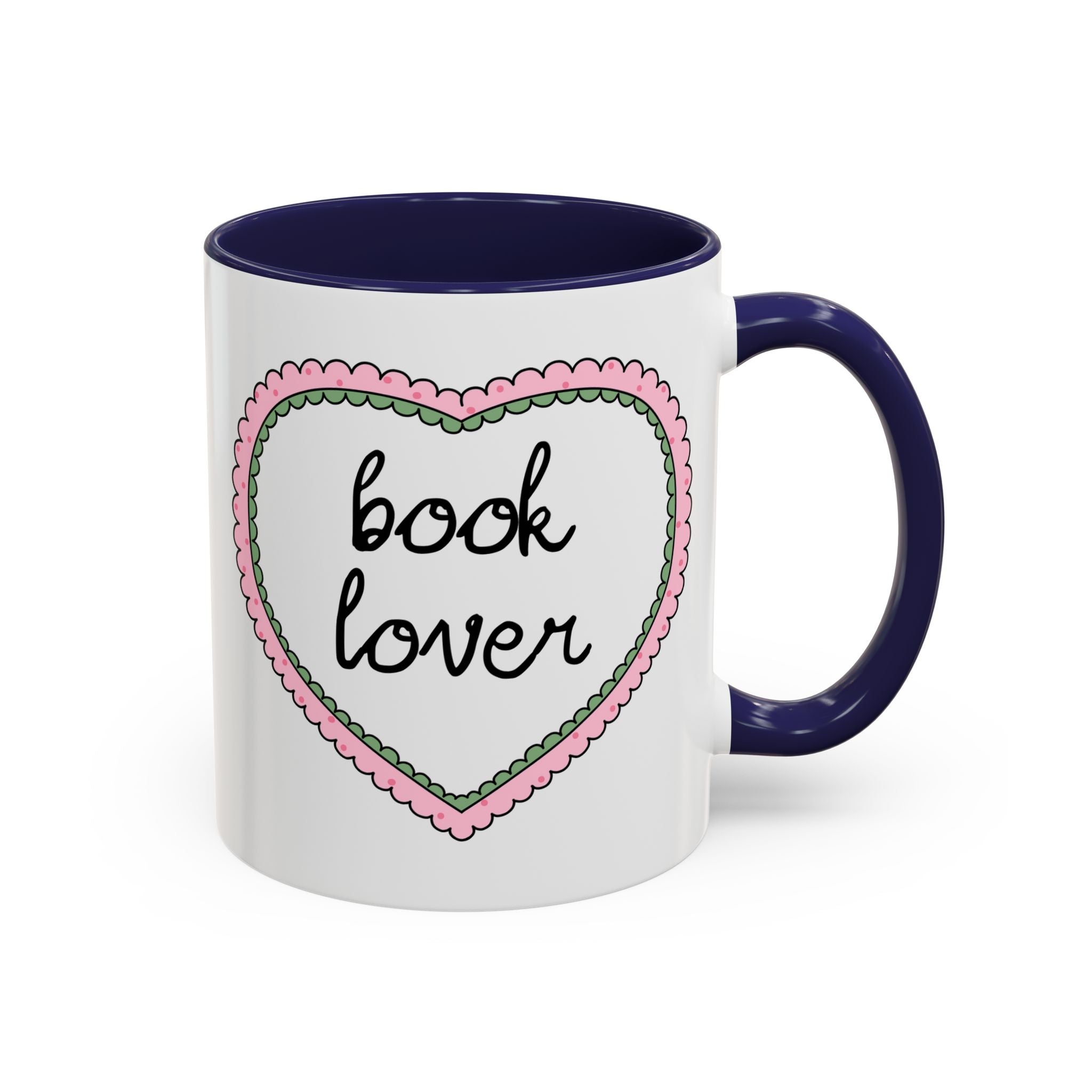 Book Lover Coffee Mug with Heart: 11 Oz Coffee Mug for Romance Reader, Cute Valentine's Day Bookish Present - Opal and June