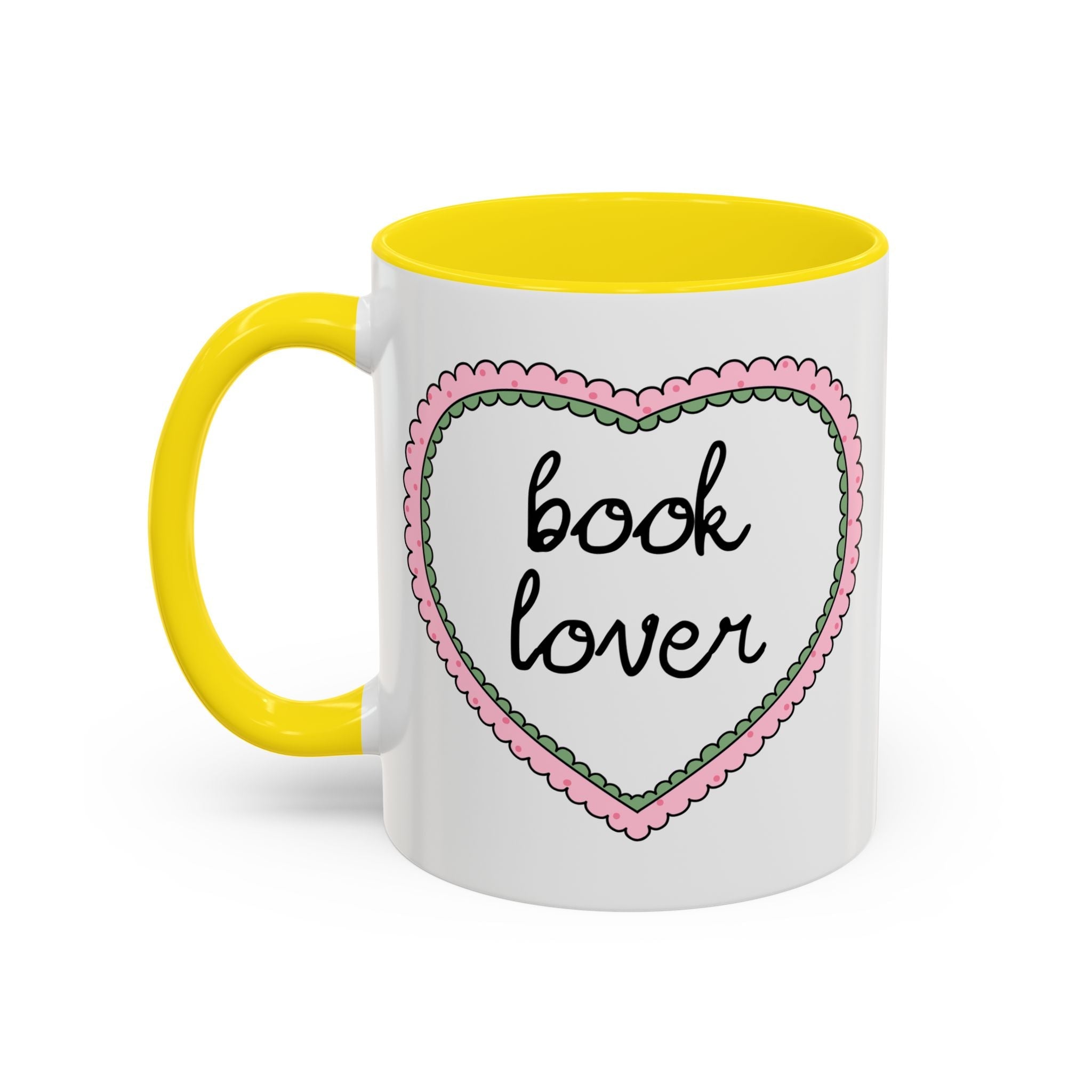 Book Lover Coffee Mug with Heart: 11 Oz Coffee Mug for Romance Reader, Cute Valentine's Day Bookish Present - Opal and June