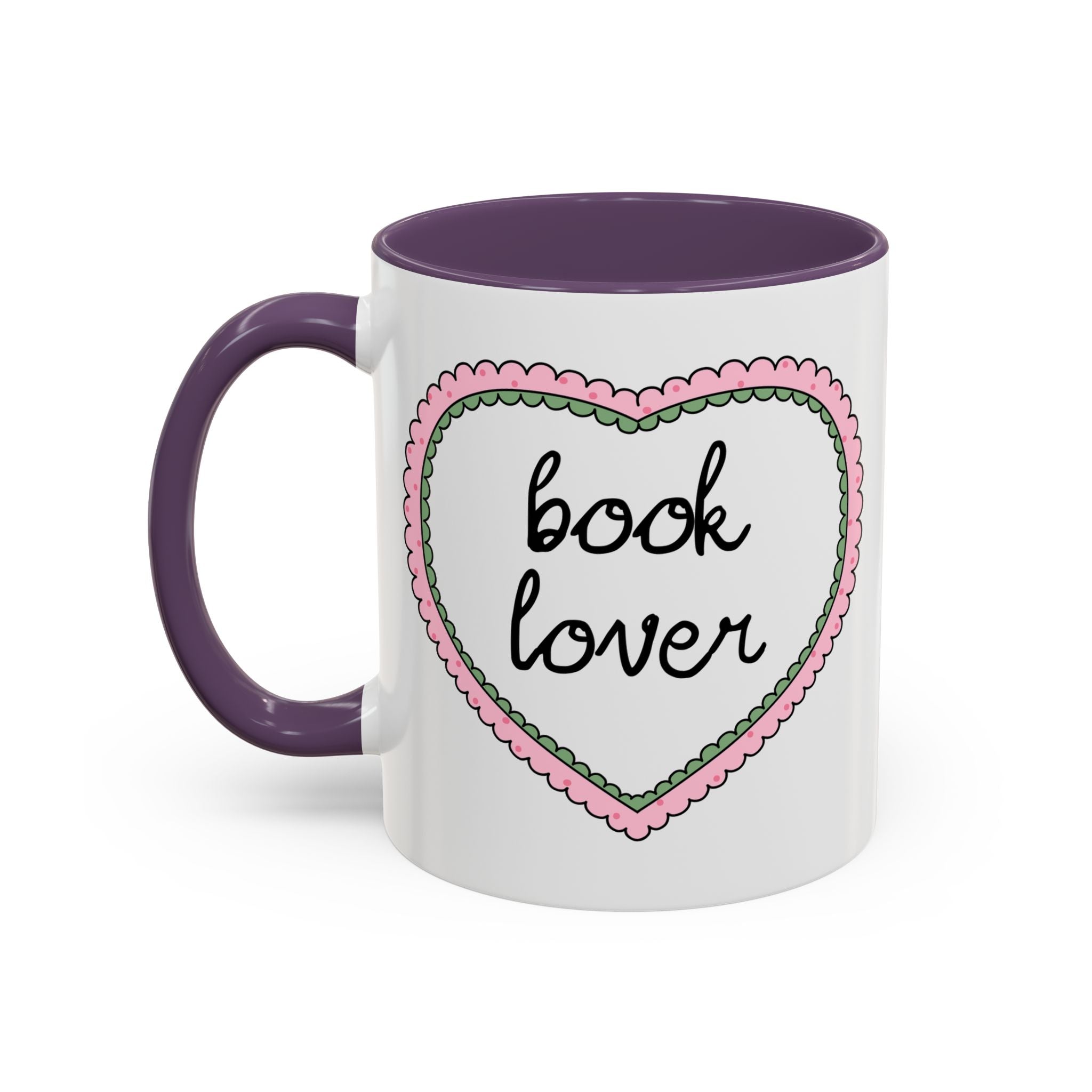 Book Lover Coffee Mug with Heart: 11 Oz Coffee Mug for Romance Reader, Cute Valentine's Day Bookish Present - Opal and June