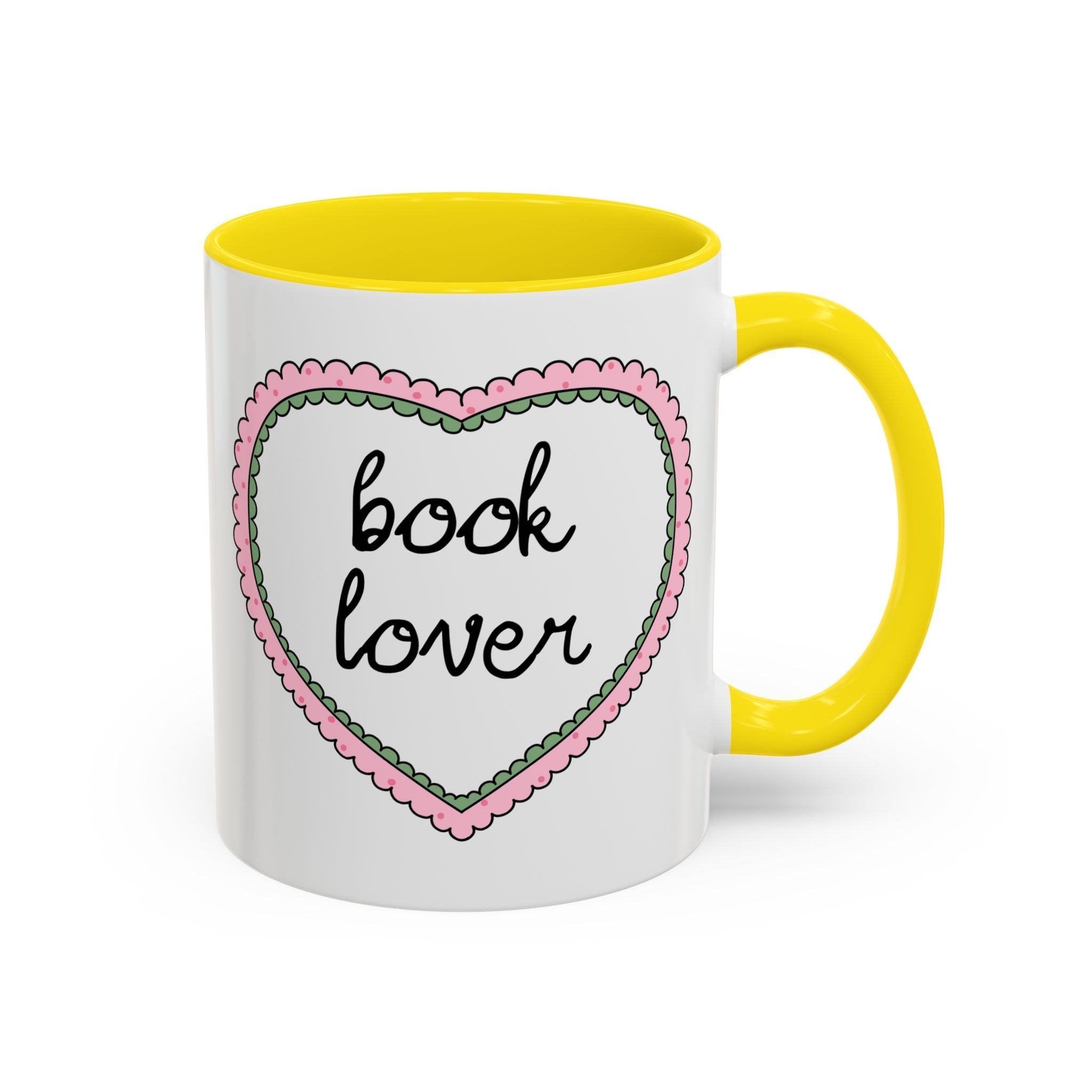 Book Lover Coffee Mug with Heart: 11 Oz Coffee Mug for Romance Reader, Cute Valentine's Day Bookish Present - Opal and June