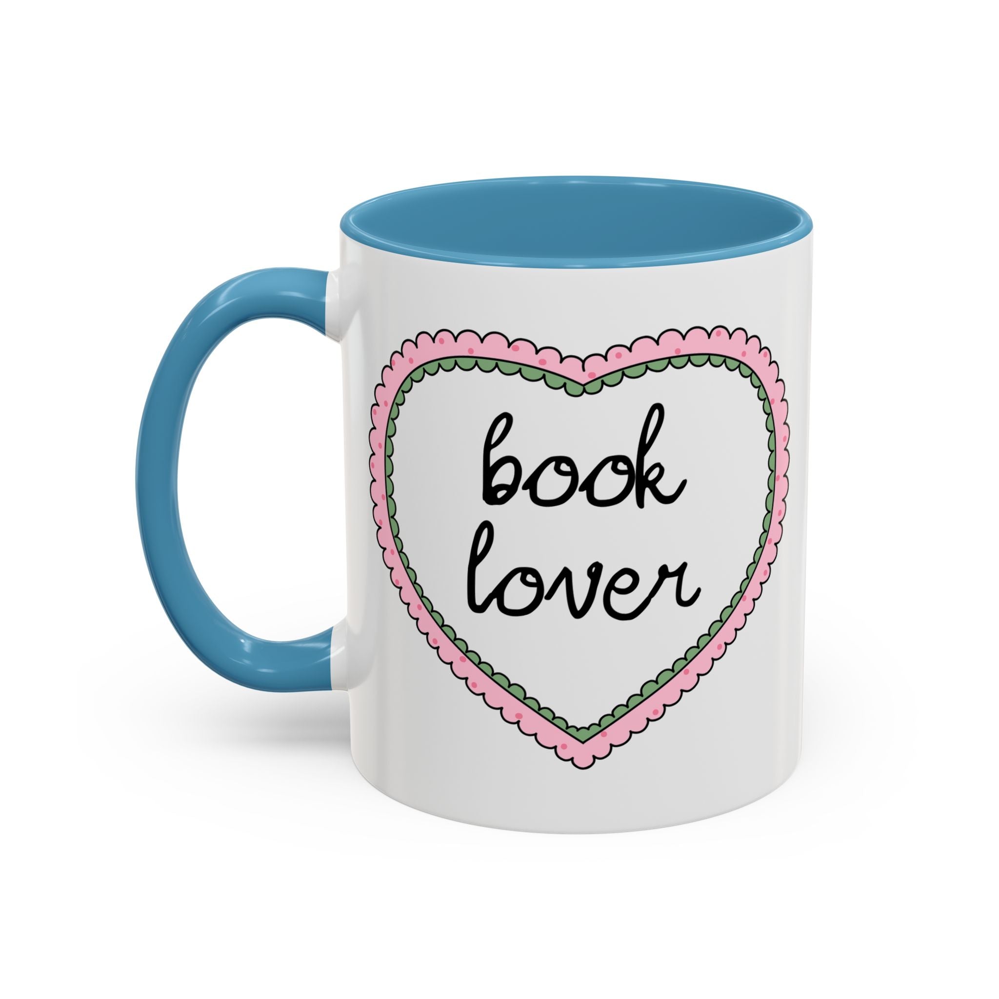 Book Lover Coffee Mug with Heart: 11 Oz Coffee Mug for Romance Reader, Cute Valentine's Day Bookish Present - Opal and June