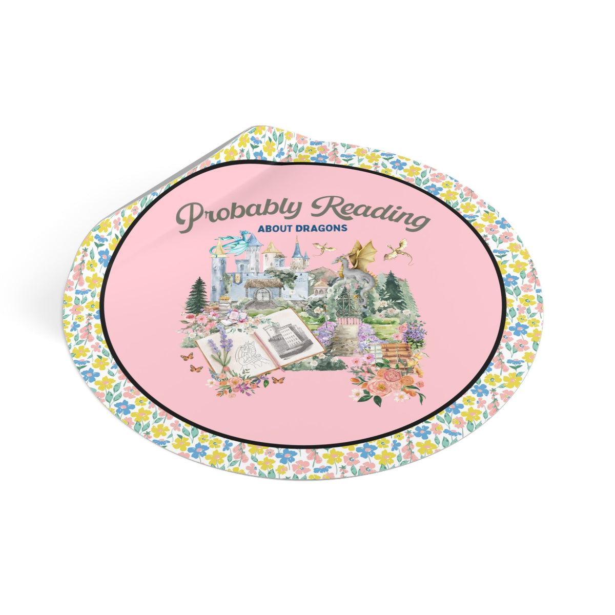 Book Lover Gift Idea: Probably Reading About Dragons | Cute Whimsigoth Sticker for Reader, Fantasy Romance Gift Idea, Boho Romantasy Gift - Opal and June