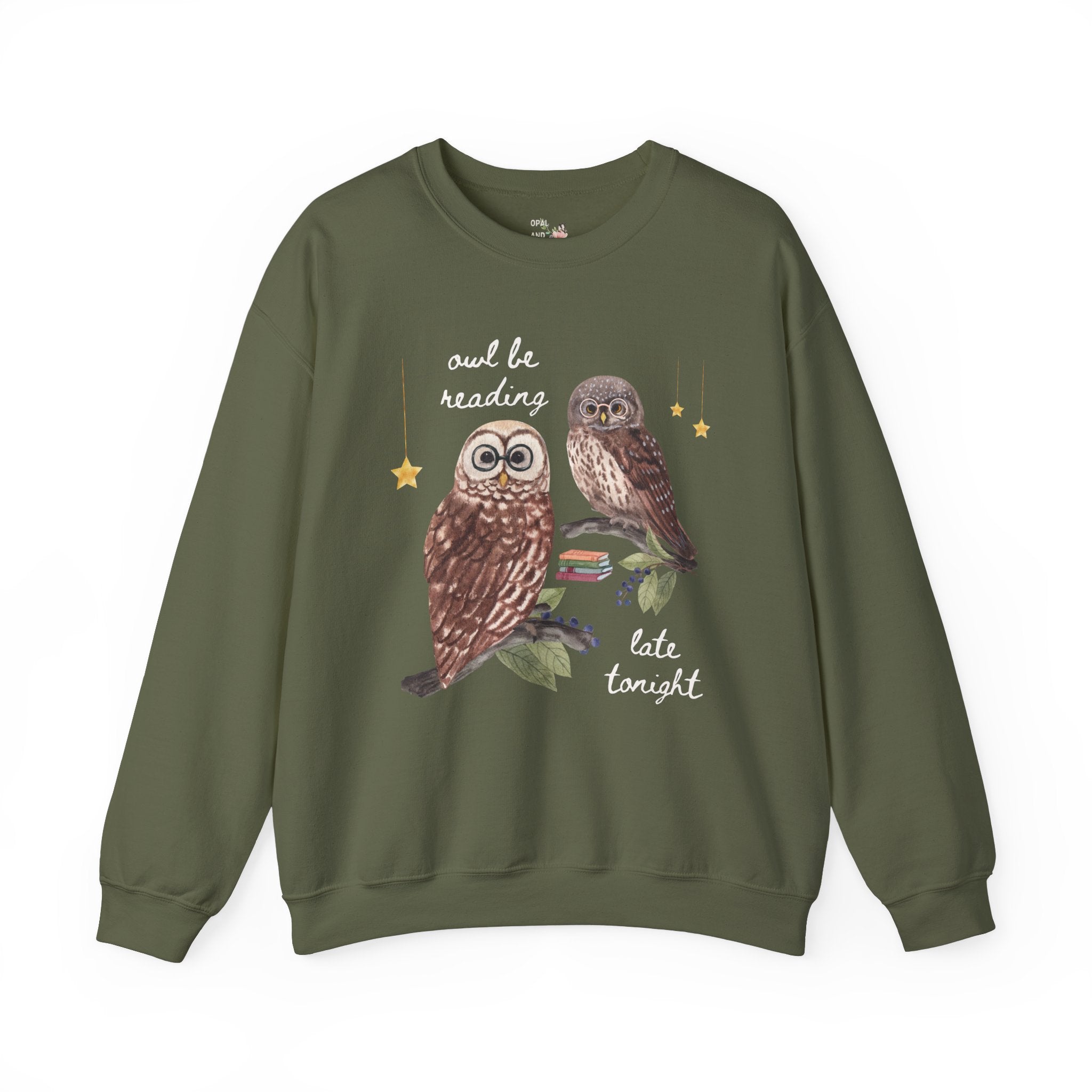 Book Lover Sweatshirt for Reader Who Loves Animals: Owl Be Reading Late Tonight, Silly Weirdcore 90s Aesthetic Gift, Romance Reader Bookworm - Opal and June