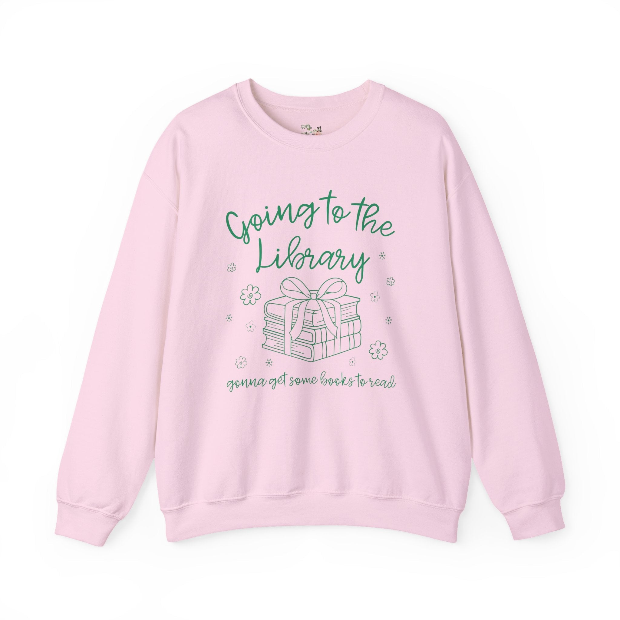 Book Lover Sweatshirt: Going to the Library, Funny Bookish Crewneck for Librarian or Reading Teacher, Romance Reader Present with Flowers - Opal and June