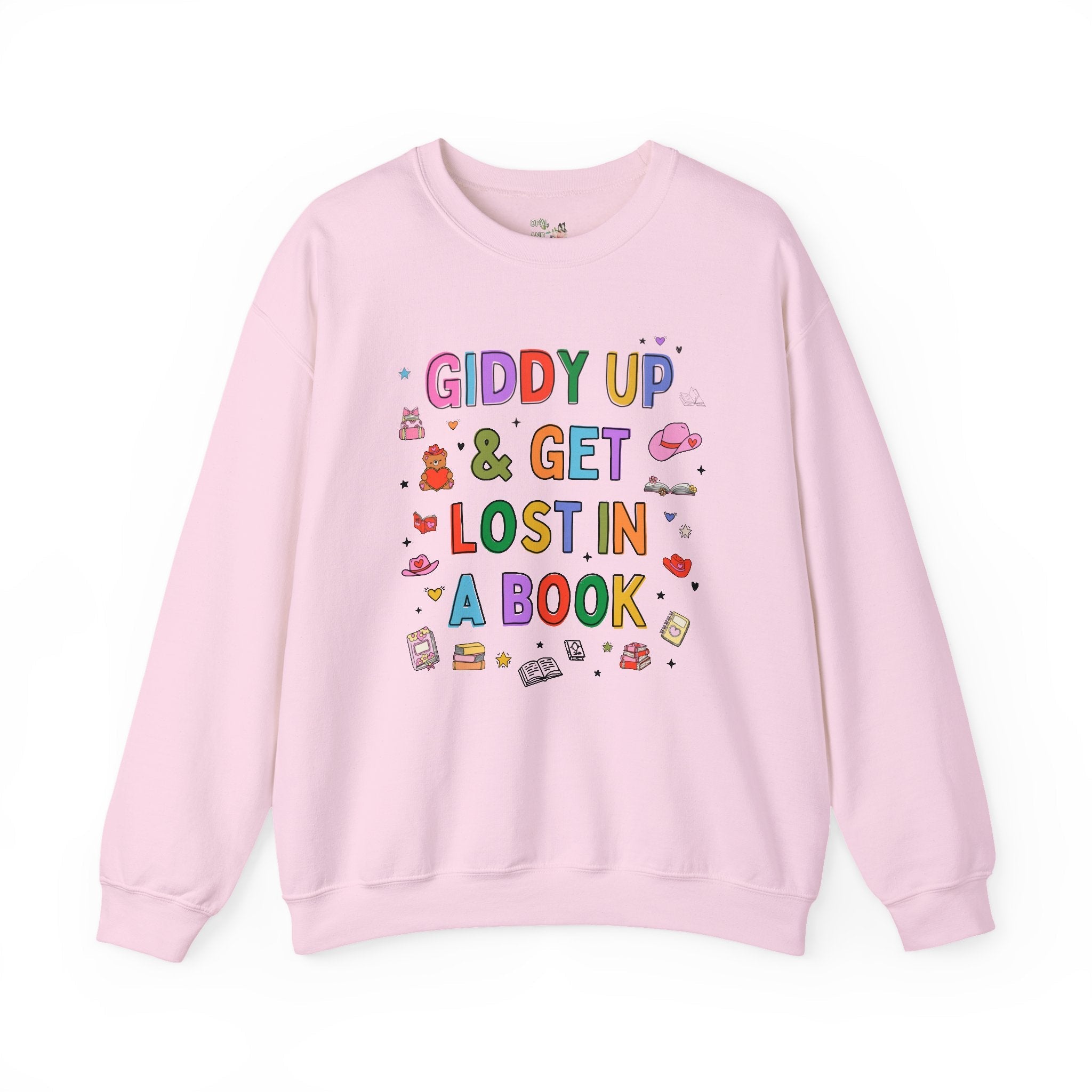 Book Lover Sweatshirt with Adorable Doodles and Groovy Western Vibes, Cute Reading Teacher Shirt, Funny Saying Librarian Book Addict Shirt - Opal and June