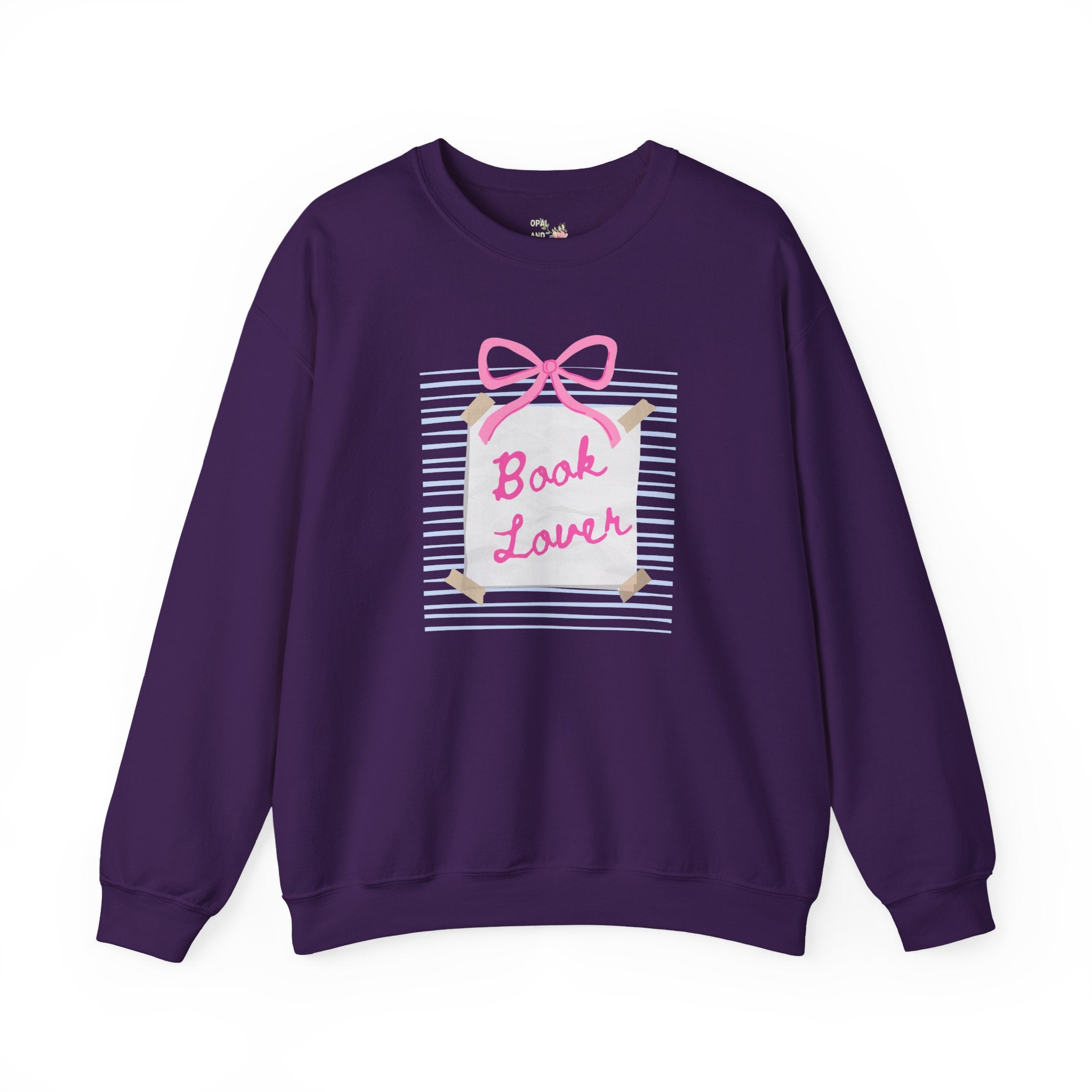 Book Lover Sweatshirt with Bow: Cute Reading Teacher Shirt for Librarian or Romance Reader, Book Writer Gift Idea, Retro Bookworm Gift - Opal and June