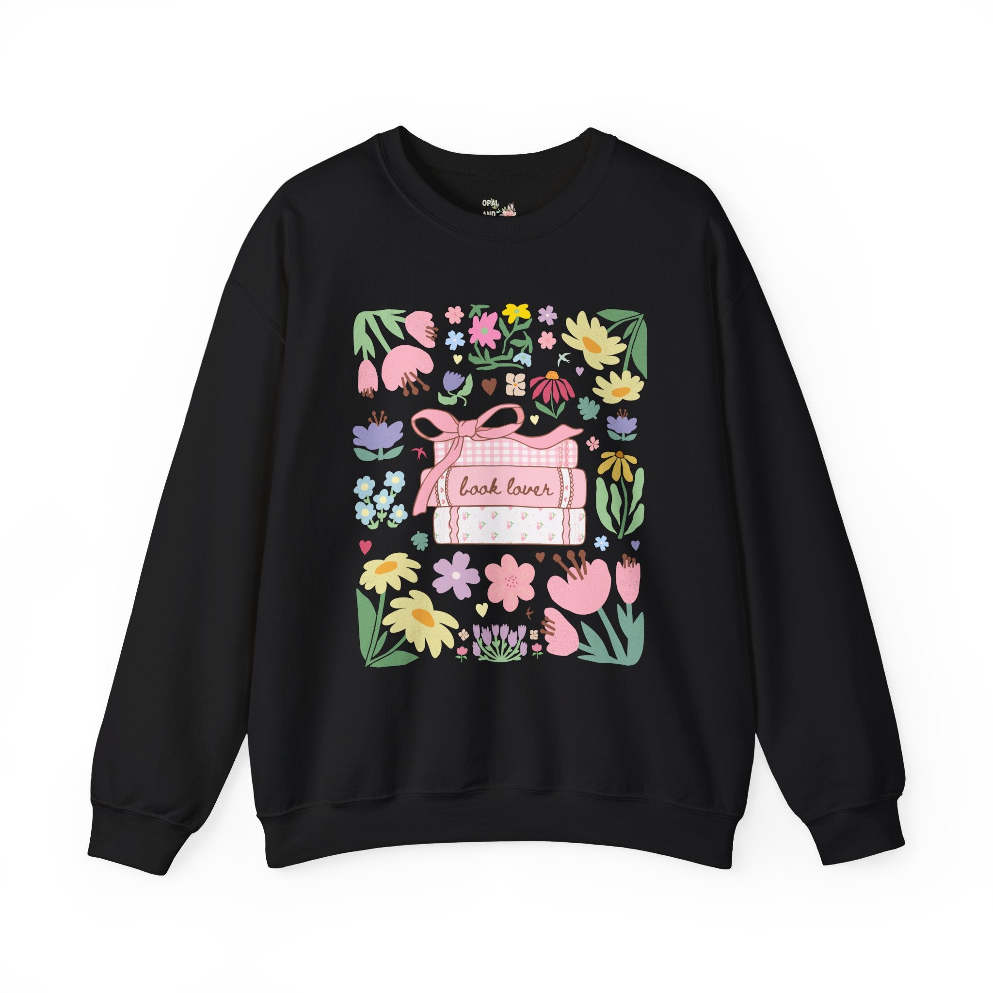 Book Lover Sweatshirt with Flowers: Romance Reader Bookish Shirt for Bookworm, School Librarian, Gift for Reading Teacher, Read More Books - Opal and June
