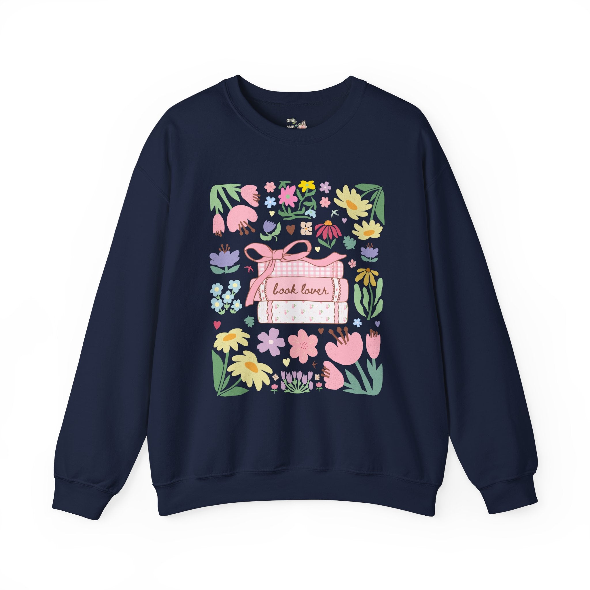 Book Lover Sweatshirt with Flowers: Romance Reader Bookish Shirt for Bookworm, School Librarian, Gift for Reading Teacher, Read More Books - Opal and June