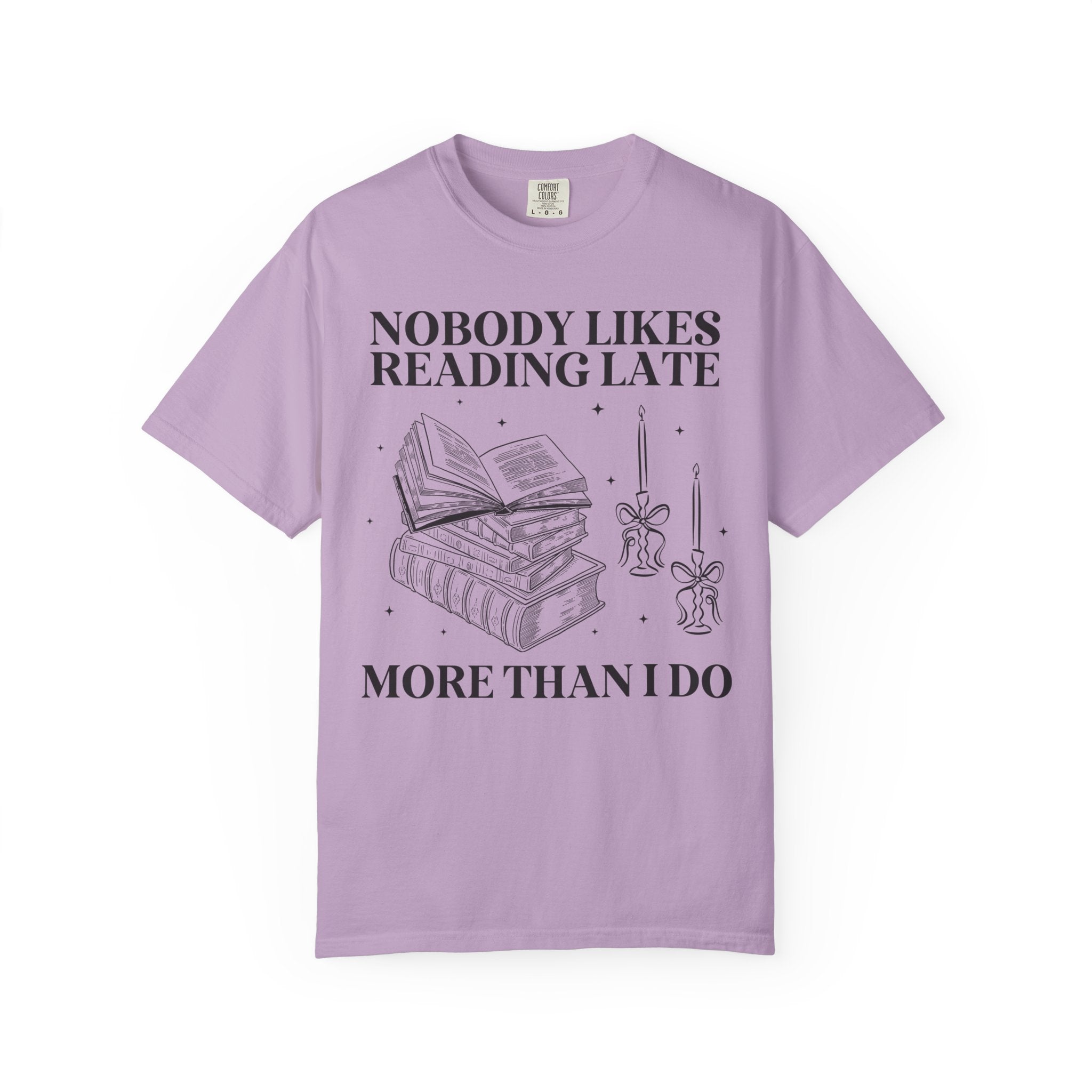 Book Lover Tee Shirt for Romance Reader Who Loves to Stay Up Late Reading, Funny Saying Bookish T-Shirt with Stars, Cute Bookworm Present - Opal and June