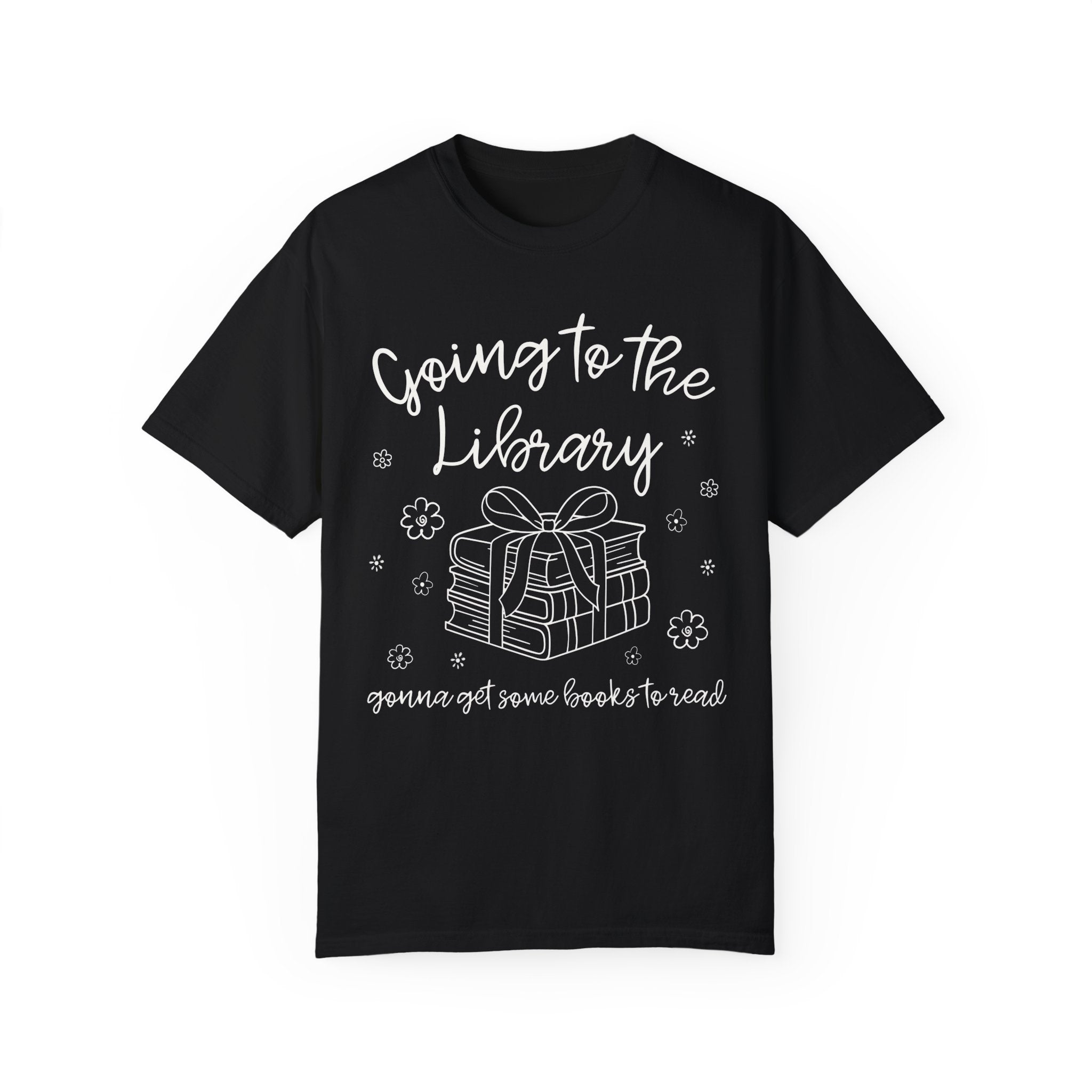 Book Lover Tee Shirt: Going to the Library, Funny Bookish T-Shirt for Librarian or Reading Teacher, Romance Reader T-Shirt with Flowers - Opal and June