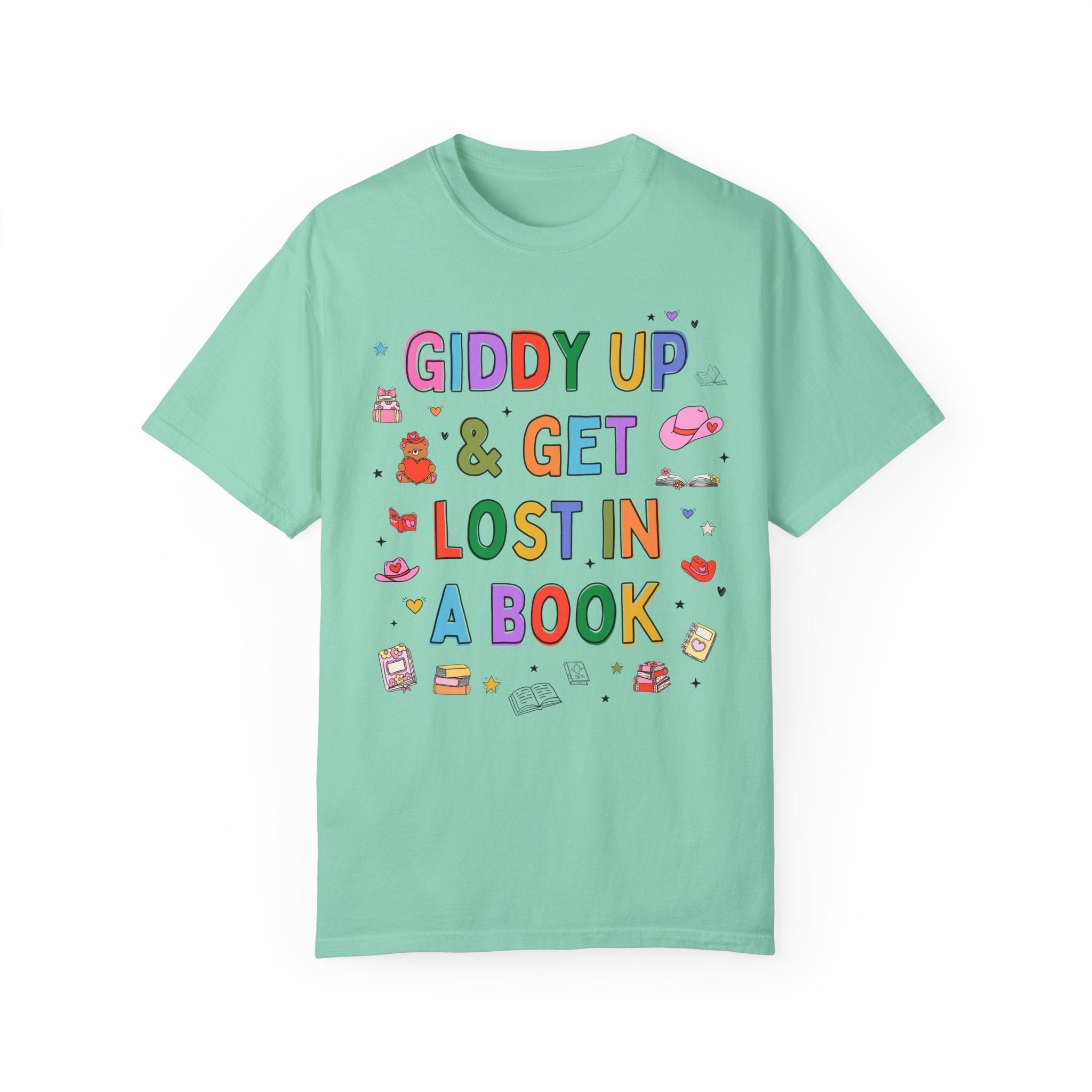 Book Lover Tee Shirt with Adorable Doodles and Groovy Western Vibes, Cute Reading Teacher T-Shirt, Funny Saying Librarian Book Addict Shirt - Opal and June