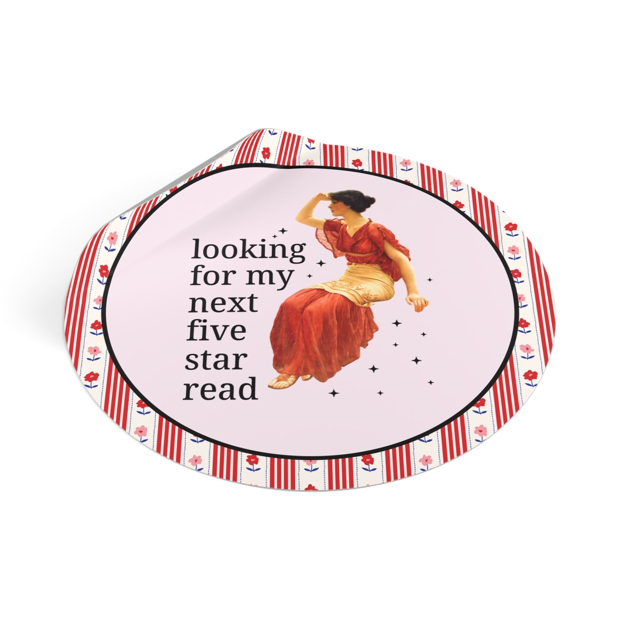Bookish Art History Sticker: Looking For My Next Five Star Reader, Silly Book Lover Gift for Bookworm Who Loves 19th Century Art - Opal and June
