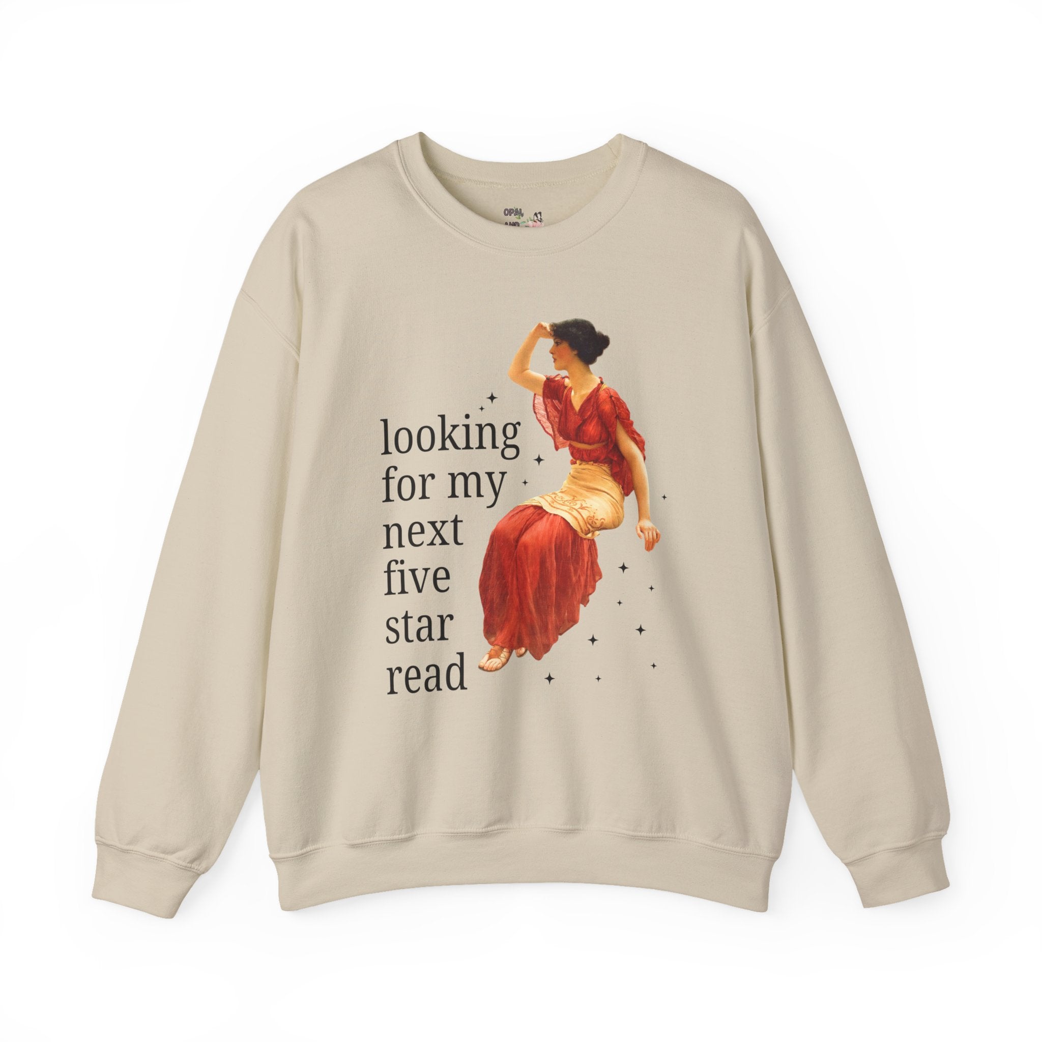 Bookish Art History Sweatshirt: Looking For My Next Five Star Reader, Silly Book Lover Crewneck for Bookworm Who Loves 19th Century Art - Opal and June
