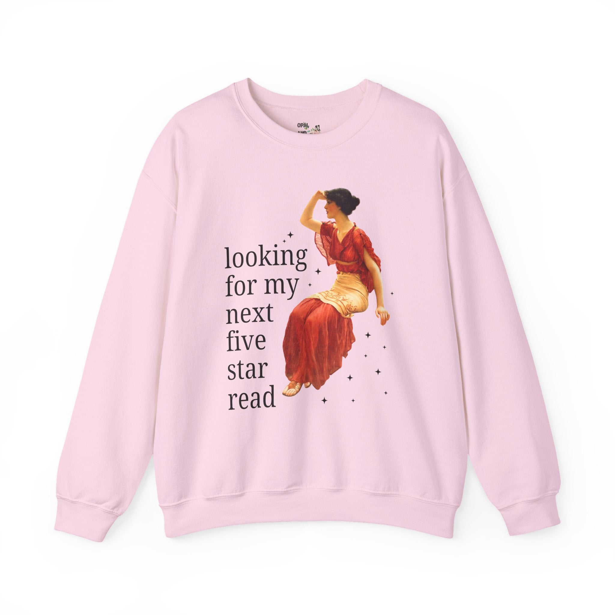 Bookish Art History Sweatshirt: Looking For My Next Five Star Reader, Silly Book Lover Crewneck for Bookworm Who Loves 19th Century Art - Opal and June