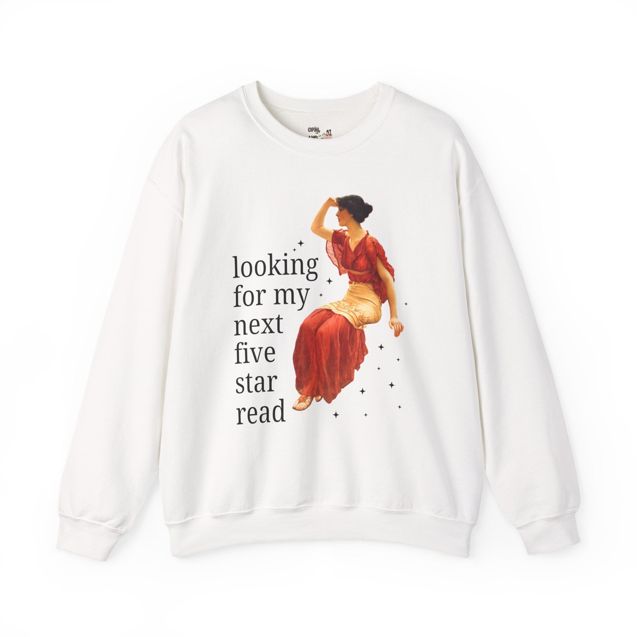Bookish Art History Sweatshirt: Looking For My Next Five Star Reader, Silly Book Lover Crewneck for Bookworm Who Loves 19th Century Art - Opal and June