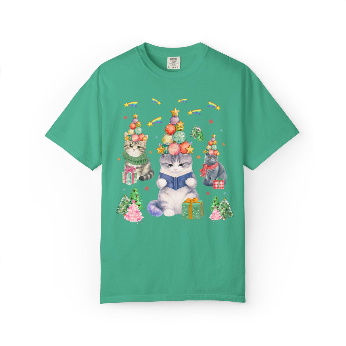 Bookish Cat Christmas Tee Shirt - Opal and June