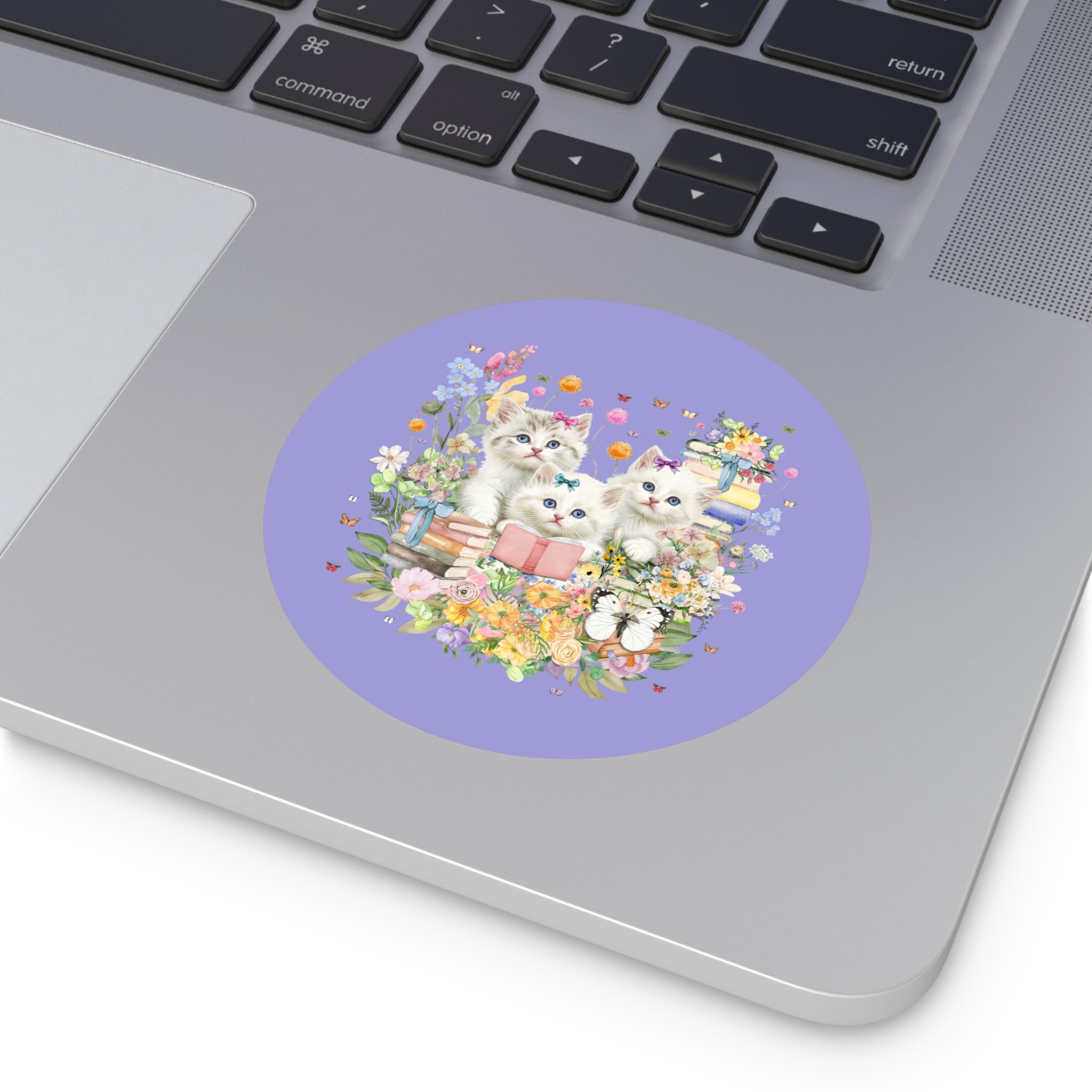 Bookish Cat Lover Sticker for Cat Mom or Cat Dad Who Loves Reading: 90s Throwback Sticker with Butterflies, Gift for Bookworm or Author - Opal and June