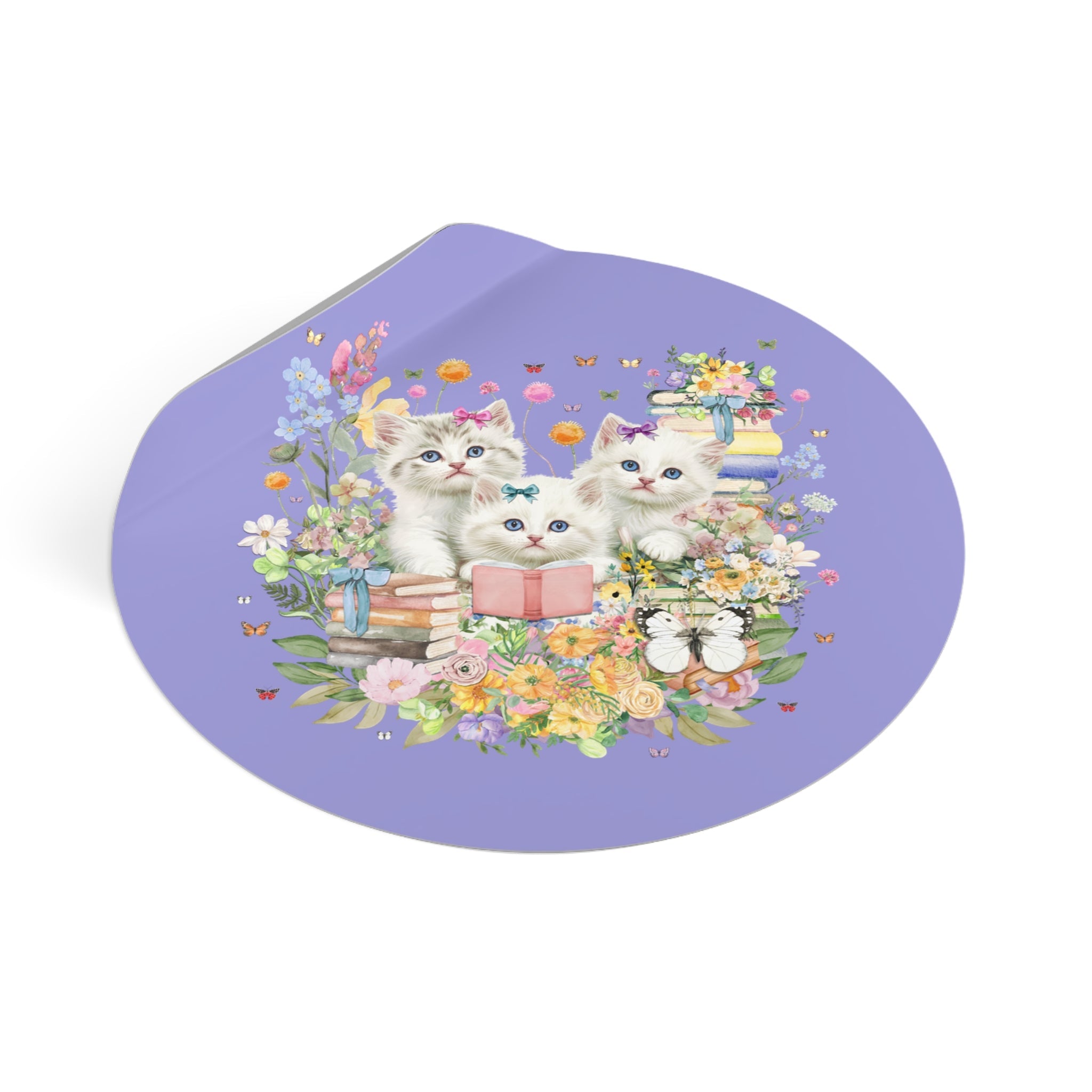 Bookish Cat Lover Sticker for Cat Mom or Cat Dad Who Loves Reading: 90s Throwback Sticker with Butterflies, Gift for Bookworm or Author - Opal and June