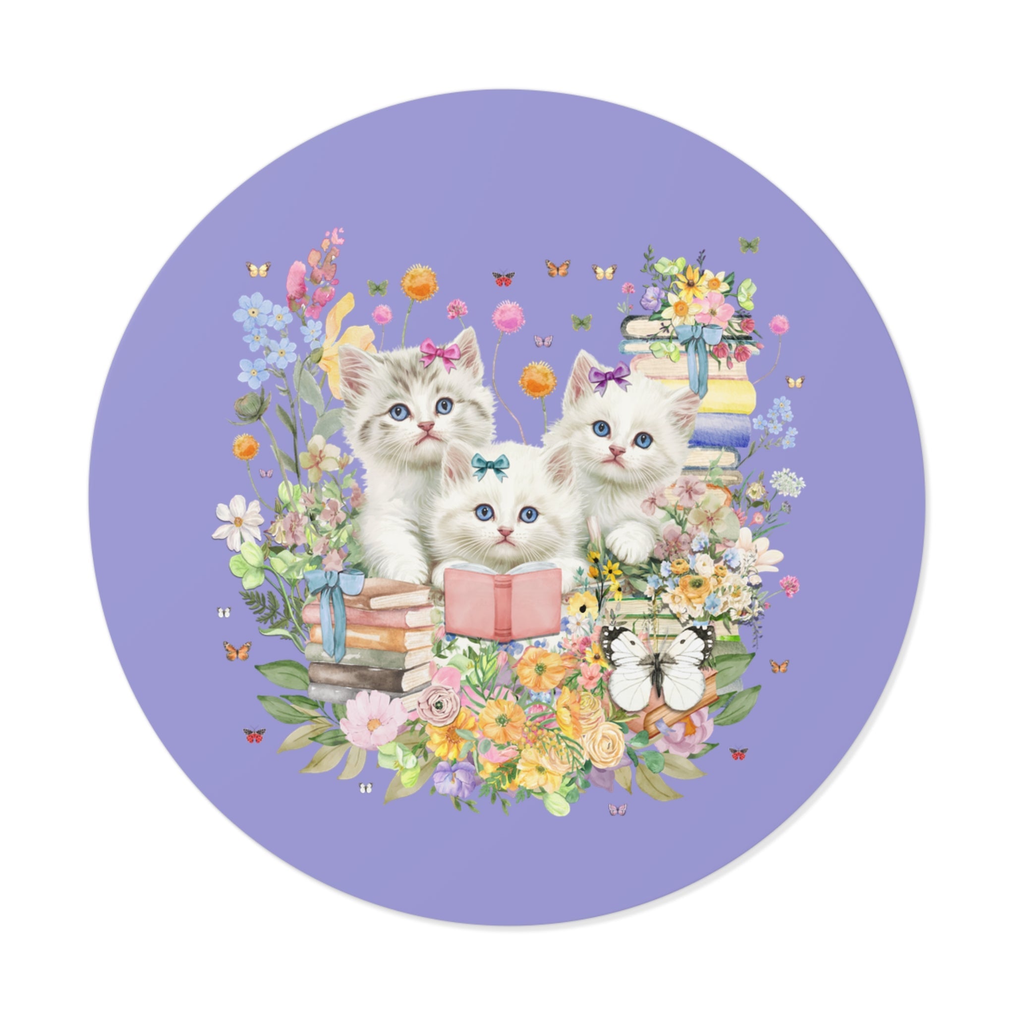 Bookish Cat Lover Sticker for Cat Mom or Cat Dad Who Loves Reading: 90s Throwback Sticker with Butterflies, Gift for Bookworm or Author - Opal and June