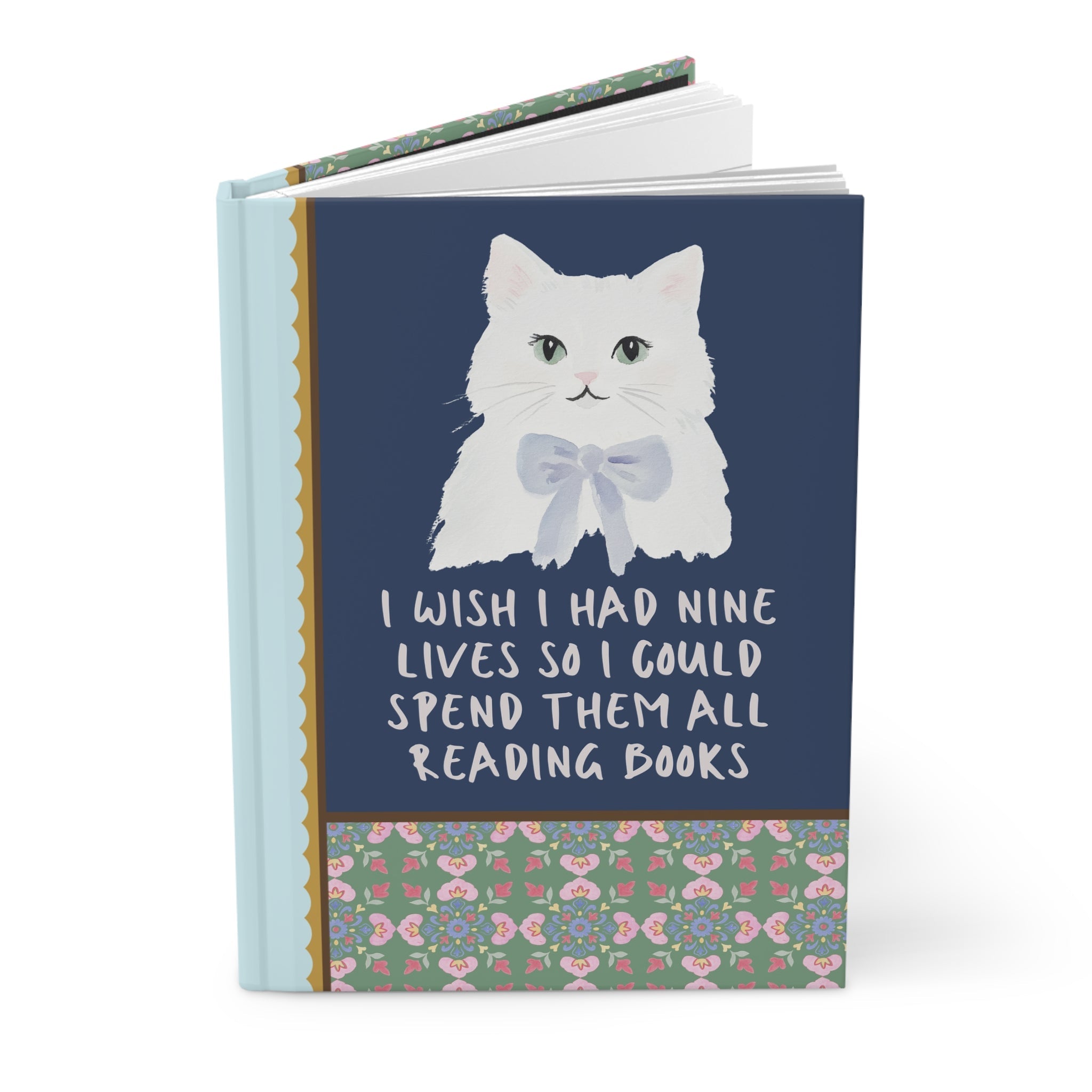 Bookish Cat Notebook: I Wish I Had Nine Lives, Silly Romance Reader Cat Mom Journal, Silly Vintage Aesthetic Animal Lover Gift for Librarian - Opal and June