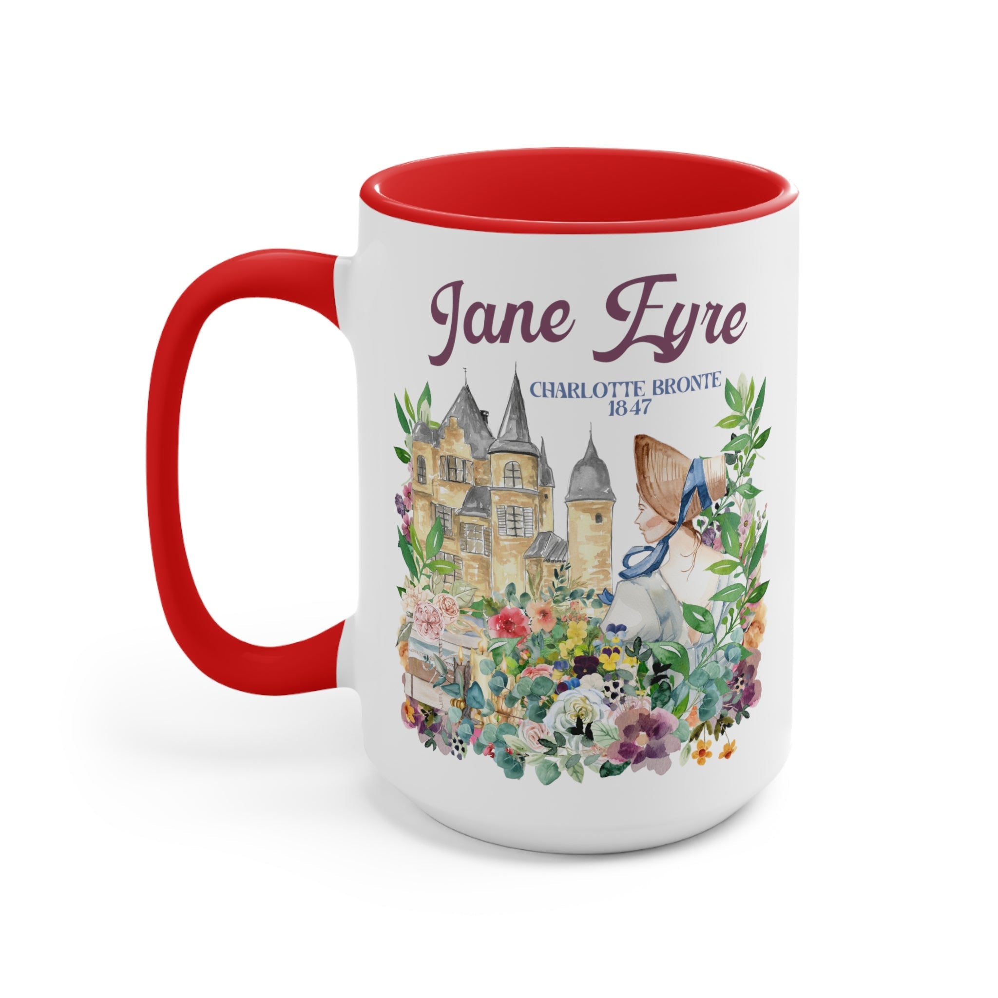 Bookish Classic Literature Coffee Mug: Jane Eyre by Charlotte Bronte | 15 Oz Floral Boho Style Coffee Mug - Opal and June