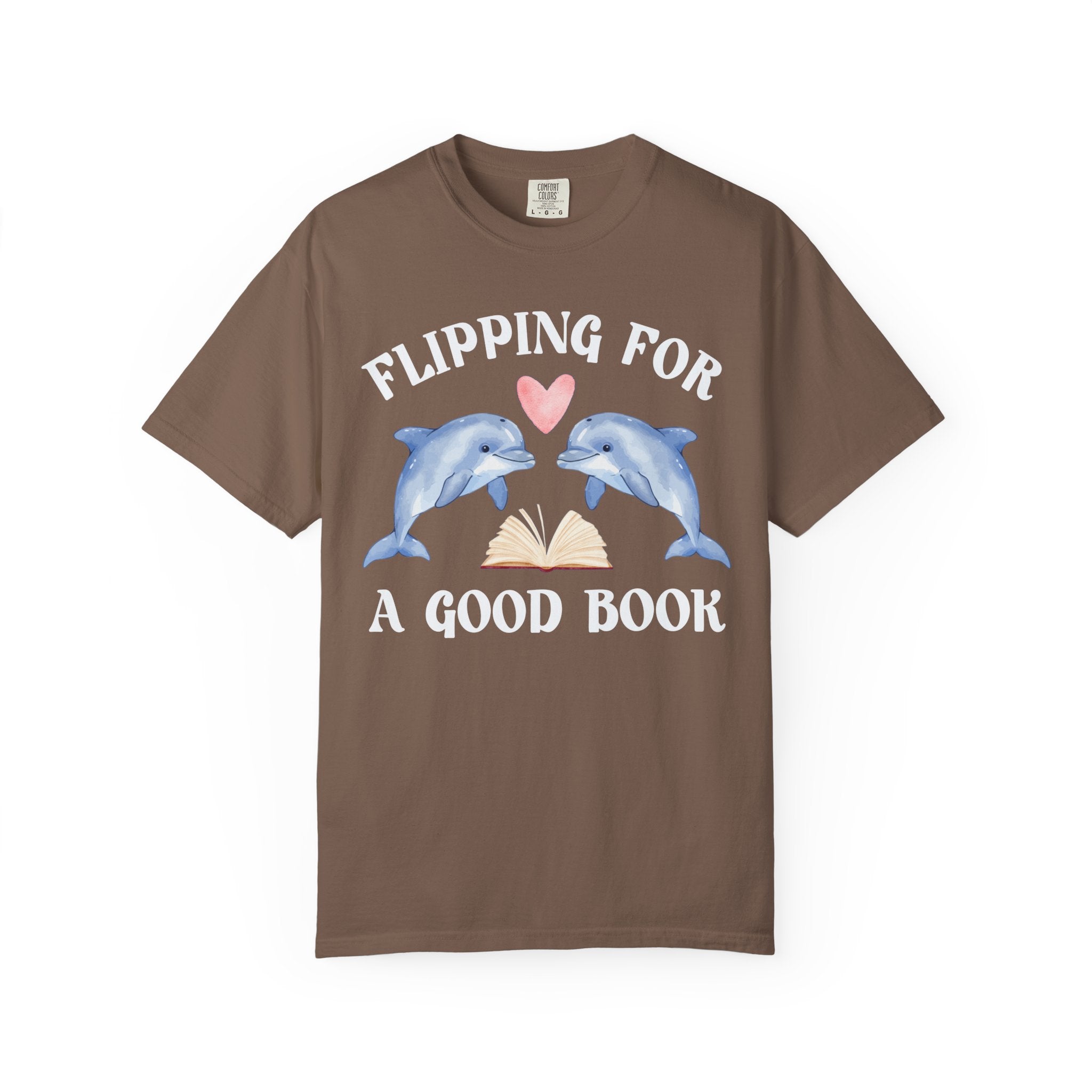 Bookish Dolphin Lover Tee Shirt for School Librarian, Science Teacher Who Loves Reading: Flipping for a Good Book, Animal Lover Bookworm Tee - Opal and June