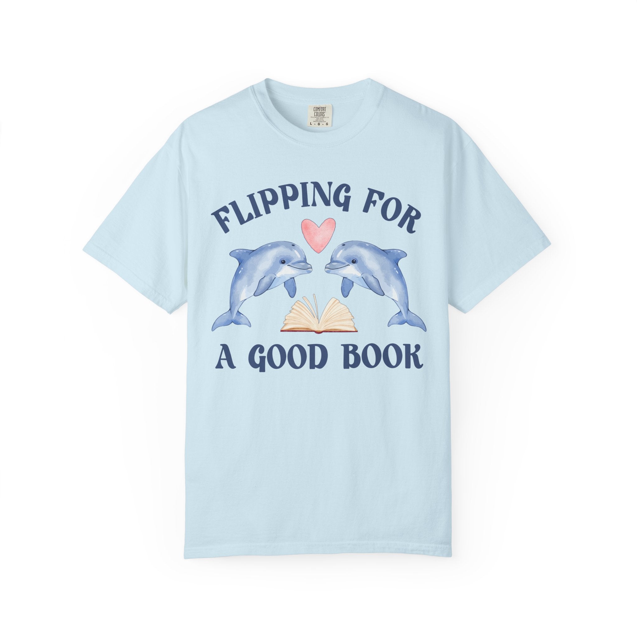 Bookish Dolphin Lover Tee Shirt for School Librarian, Science Teacher Who Loves Reading: Flipping for a Good Book, Animal Lover Bookworm Tee - Opal and June