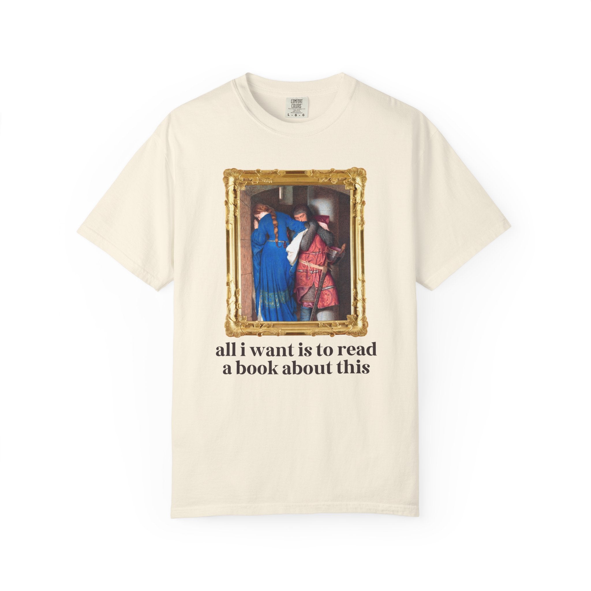 Bookish Forbidden Love Art History Tee Shirt, Medieval Romance Reader Gift for Librarian or Moms Who Read, Meeting on the Turret Stairs - Opal and June
