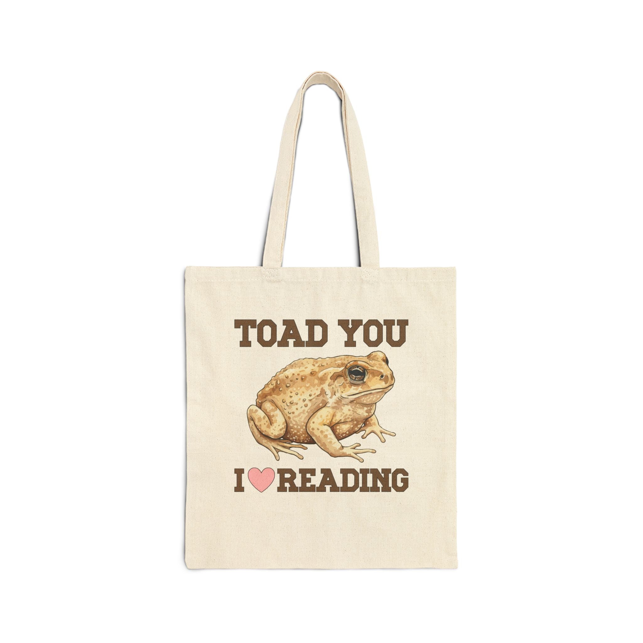 Bookish Frog Lover Tote Bag with Cute Garden Toad: Toad You I Love Reading, Funny Amphibian Animal Lover Tote for School Librarian - Opal and June