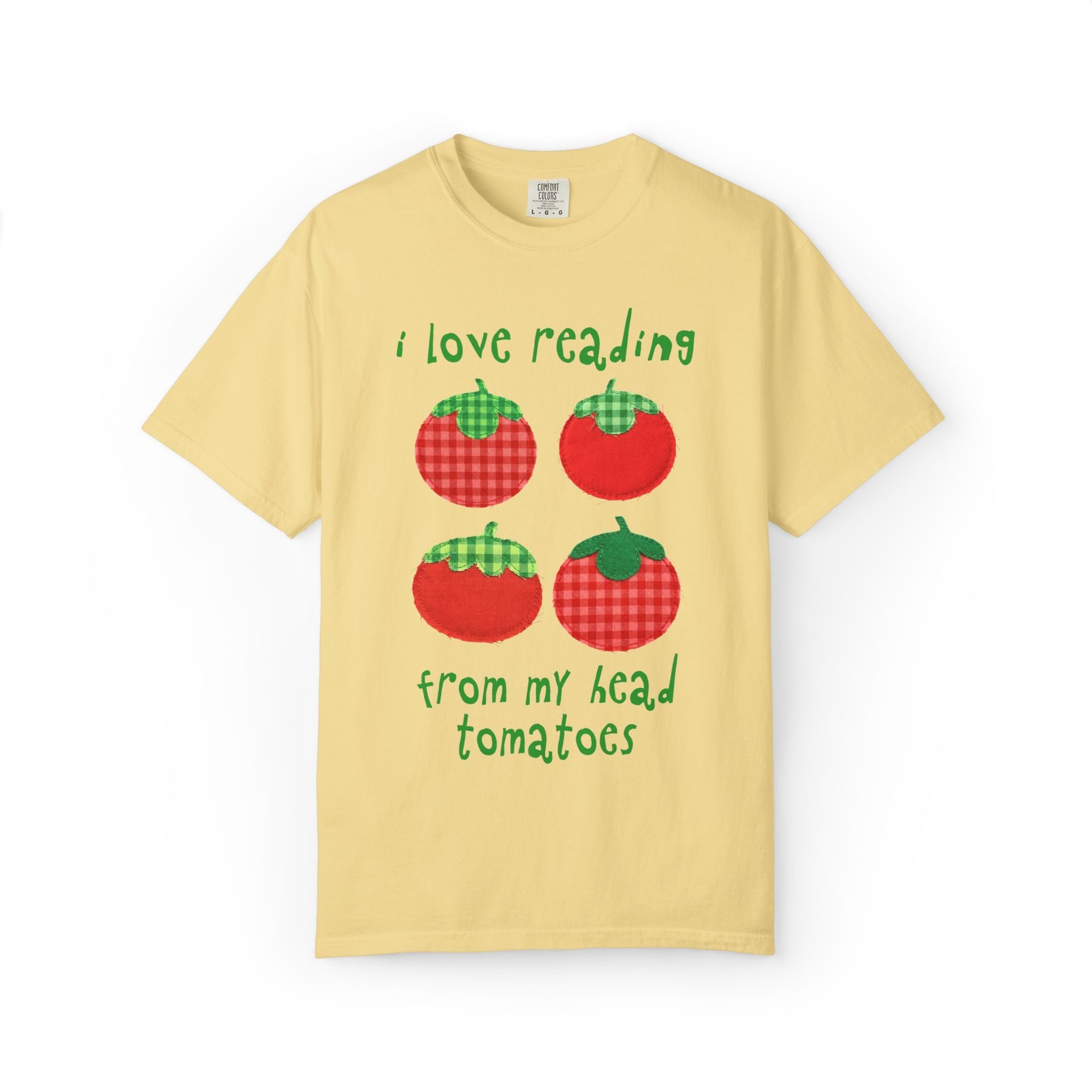 Bookish Gardening School Librarian Tee Shirt: I Love Reading from My Head Tomatoes, Cute Vegetable Gardener, Tomato Lover, Back to School - Opal and June