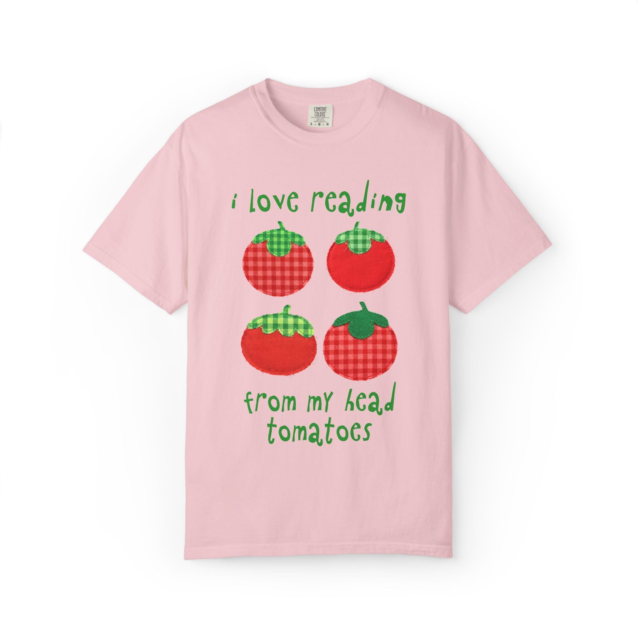 Bookish Gardening School Librarian Tee Shirt: I Love Reading from My Head Tomatoes, Cute Vegetable Gardener, Tomato Lover, Back to School - Opal and June