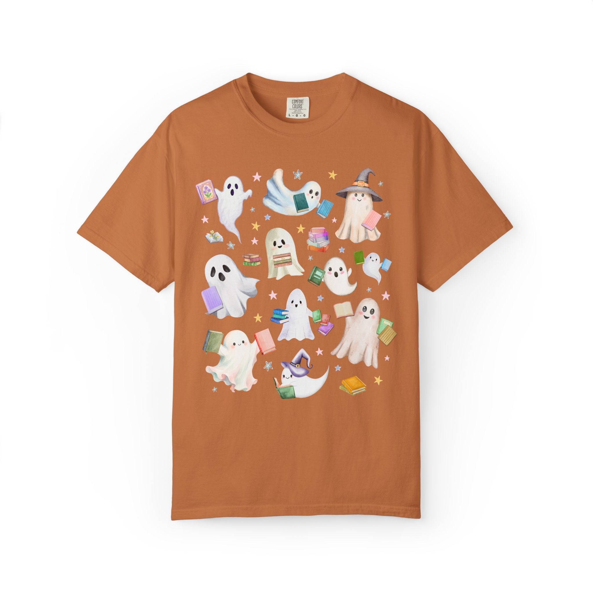 Bookish Ghost Lover Tee Shirt with Ghosts Holding Books - Opal and June