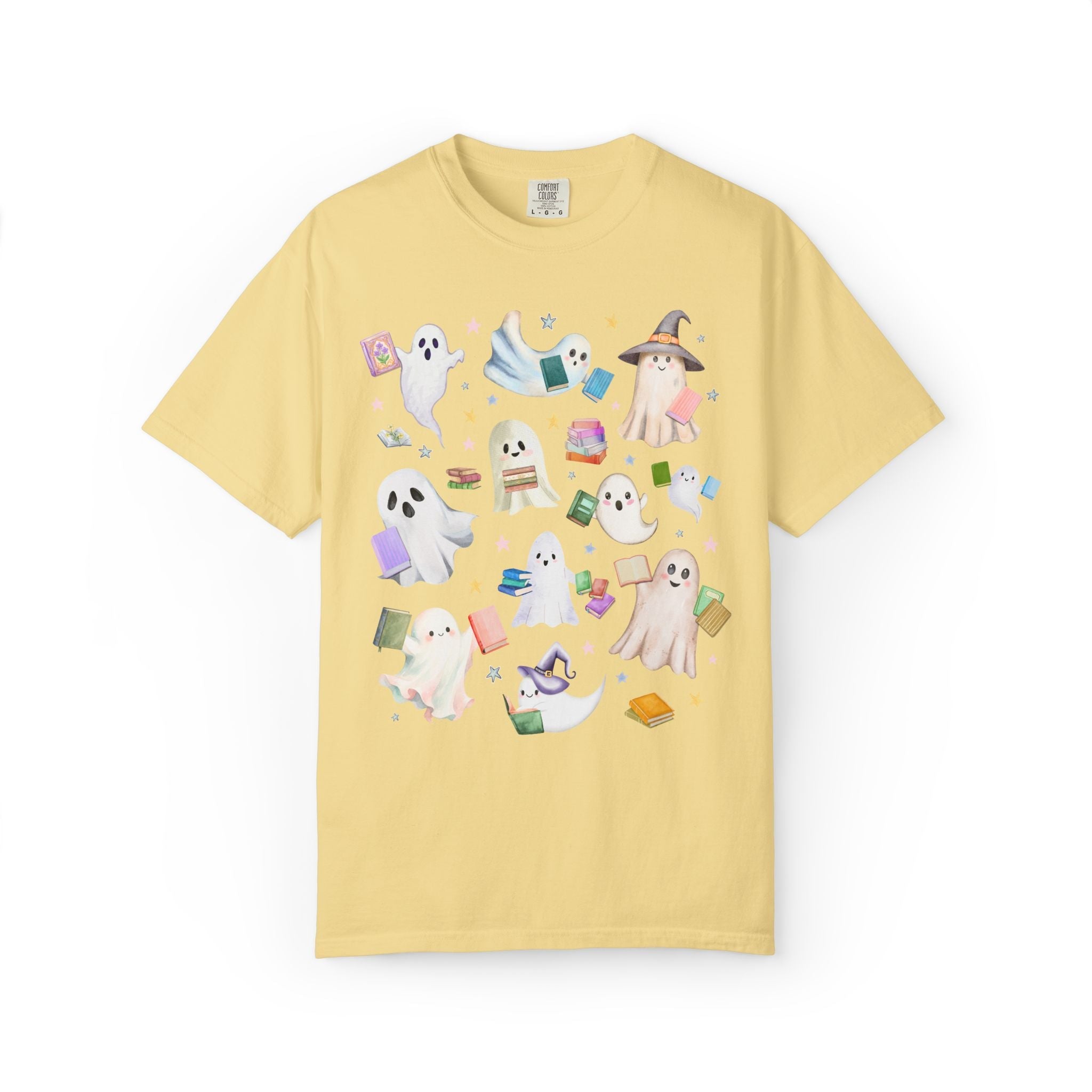 Bookish Ghost Lover Tee Shirt with Ghosts Holding Books - Opal and June