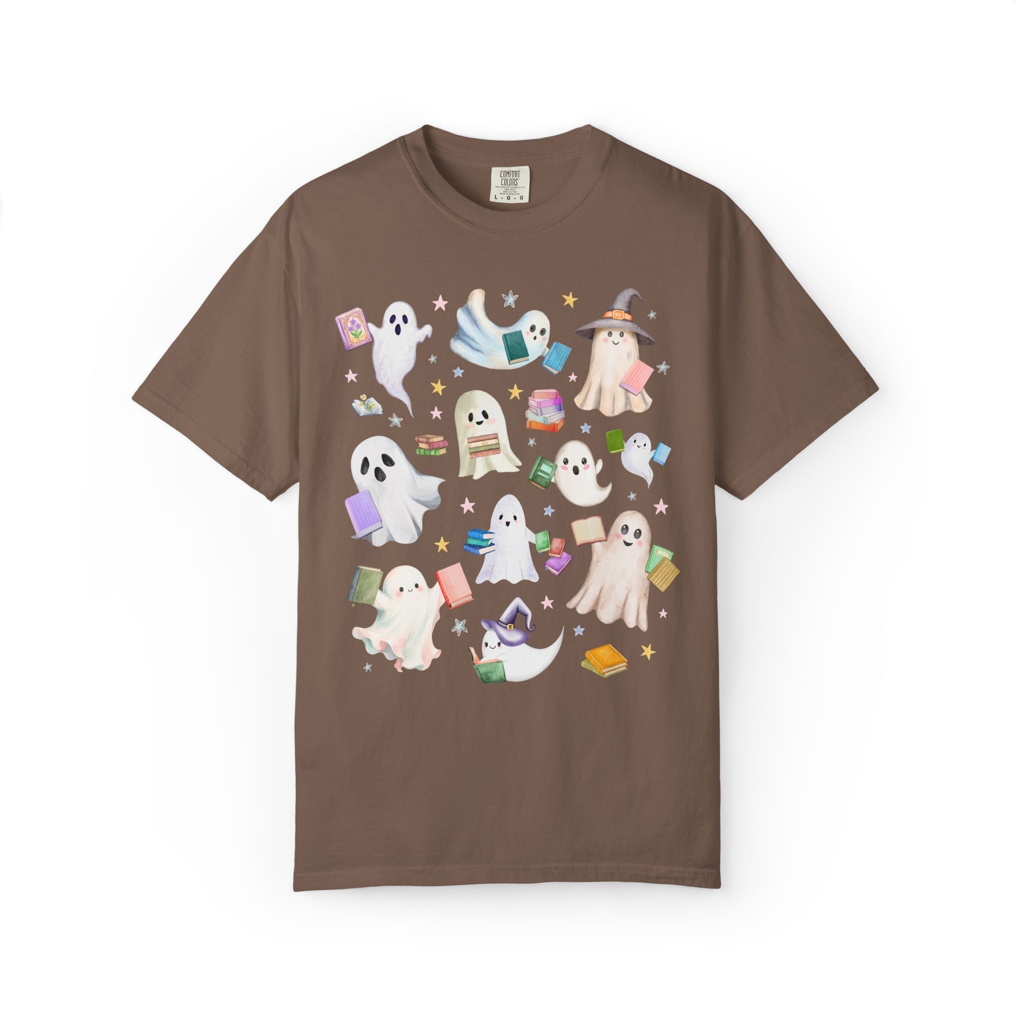 Bookish Ghost Lover Tee Shirt with Ghosts Holding Books - Opal and June