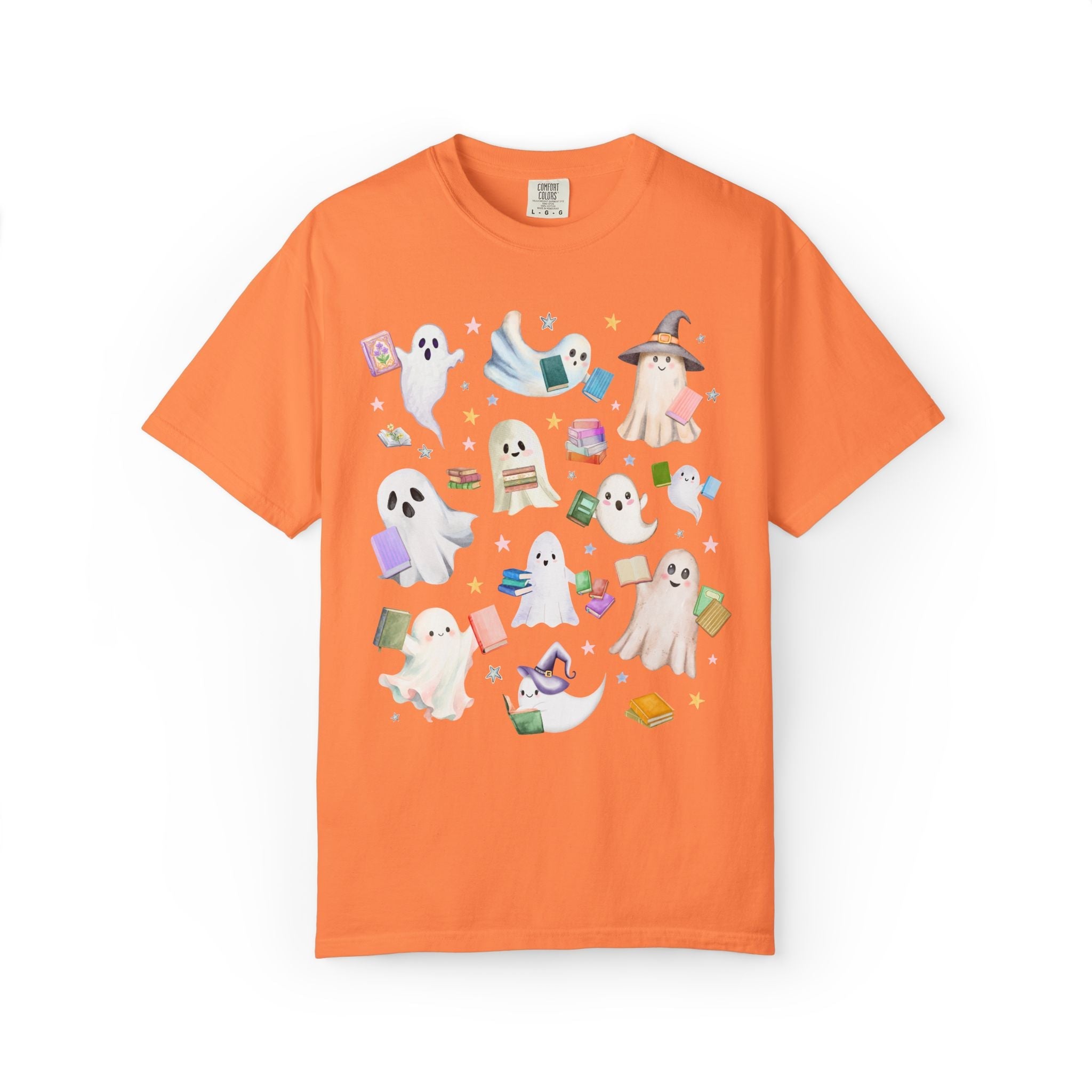 Bookish Ghost Lover Tee Shirt with Ghosts Holding Books - Opal and June