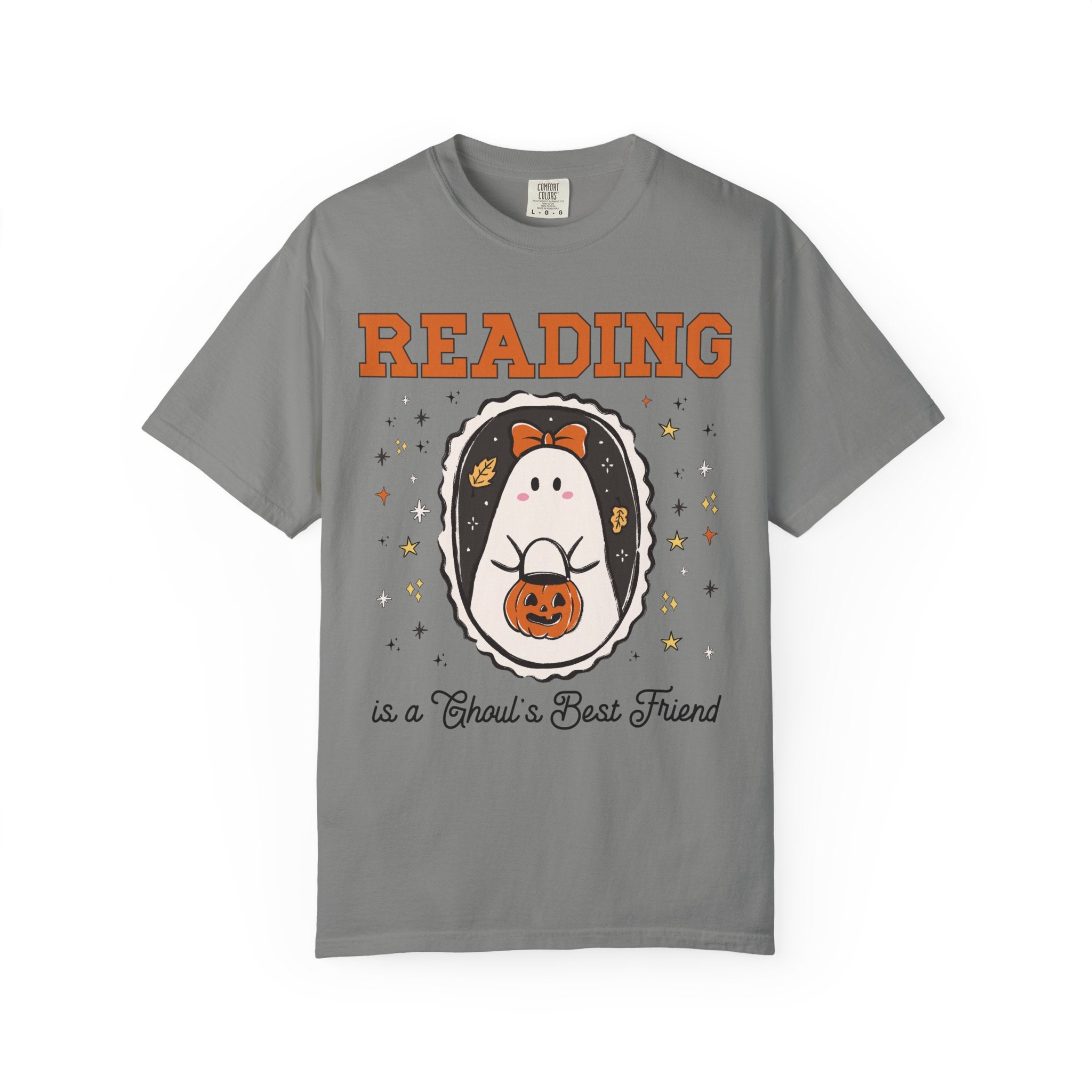 Bookish Halloween Tee Shirt for Spooky Book Reader, Funny Saying Halloween Romance Reader T-Shirt with Stars, Cute School Librarian Shirt - Opal and June