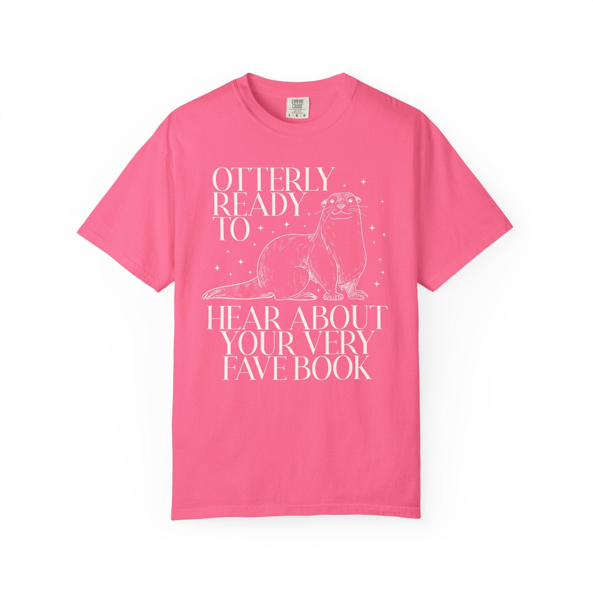 Bookish Otter Tee Shirt with Stars, Funny Saying Book Lover T-Shirt for School Librarian or Reading Teacher, Cute Reading Month Bookworm Tee - Opal and June