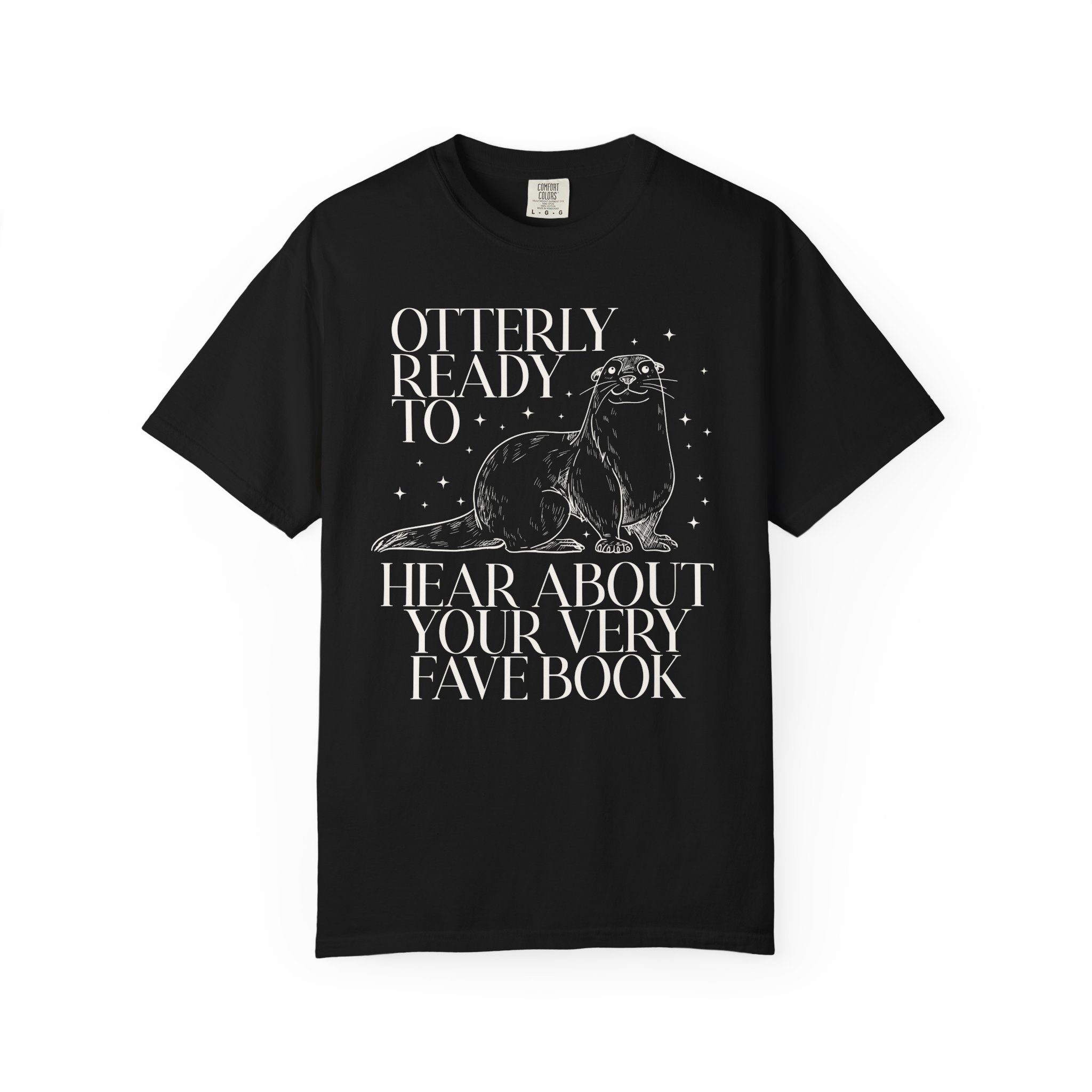 Bookish Otter Tee Shirt with Stars, Funny Saying Book Lover T-Shirt for School Librarian or Reading Teacher, Cute Reading Month Bookworm Tee - Opal and June