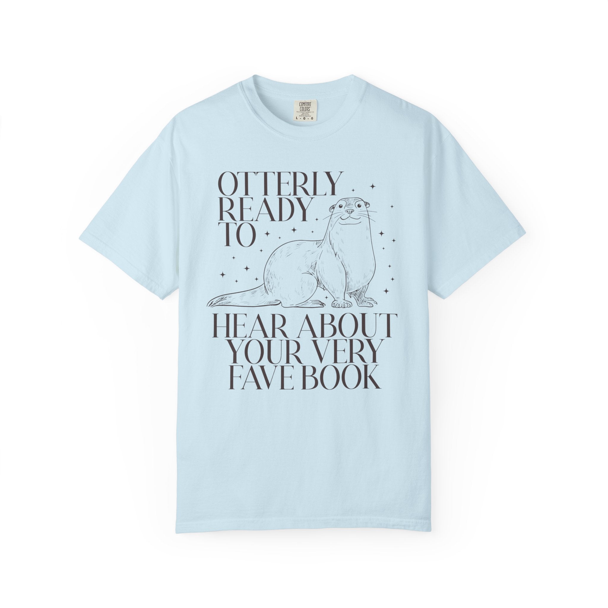 Bookish Otter Tee Shirt with Stars, Funny Saying Book Lover T-Shirt for School Librarian or Reading Teacher, Cute Reading Month Bookworm Tee - Opal and June