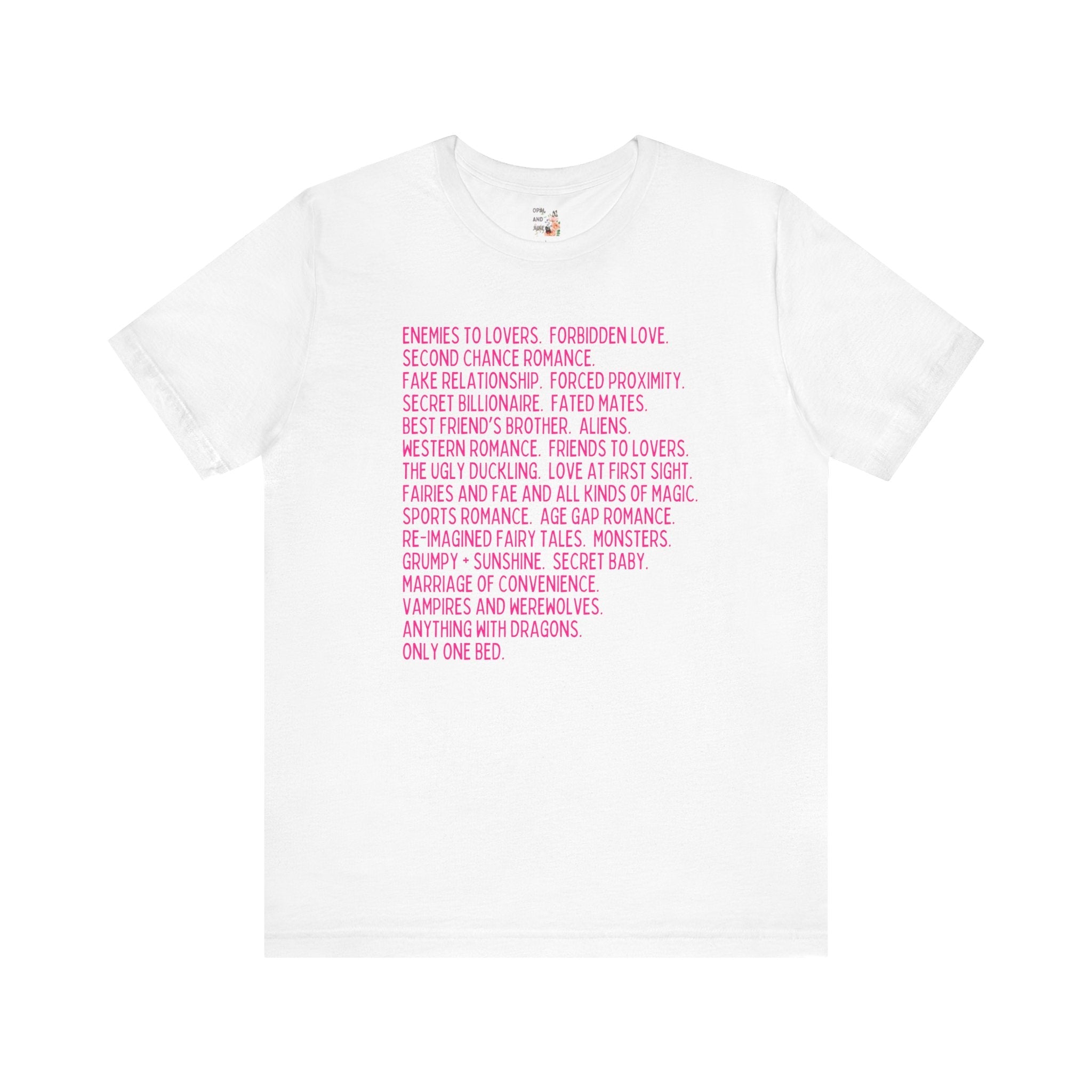 Bookish Romance Tropes T-Shirt - Opal and June