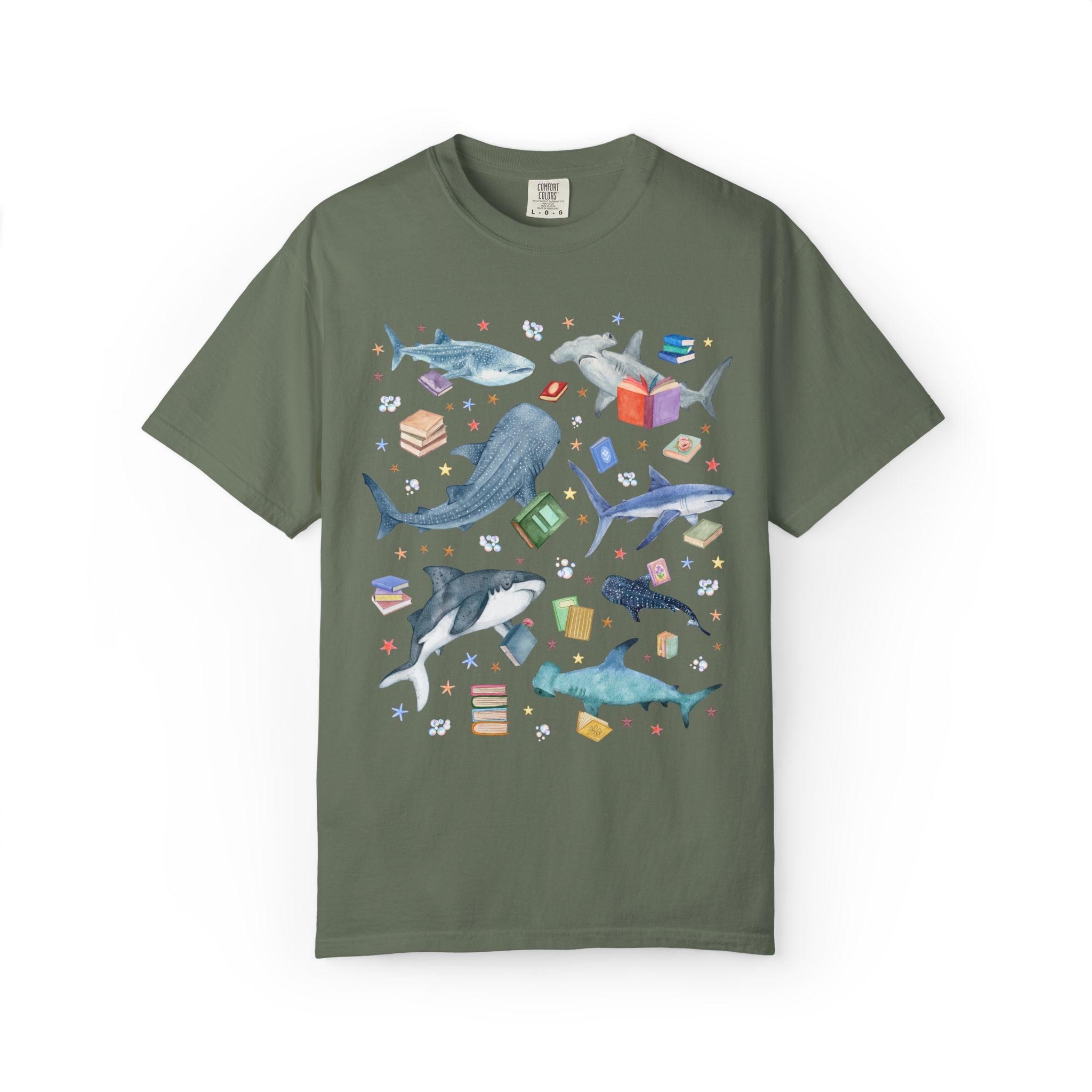 Bookish Shark T-Shirt for School Librarian or Reading Teacher - Opal and June