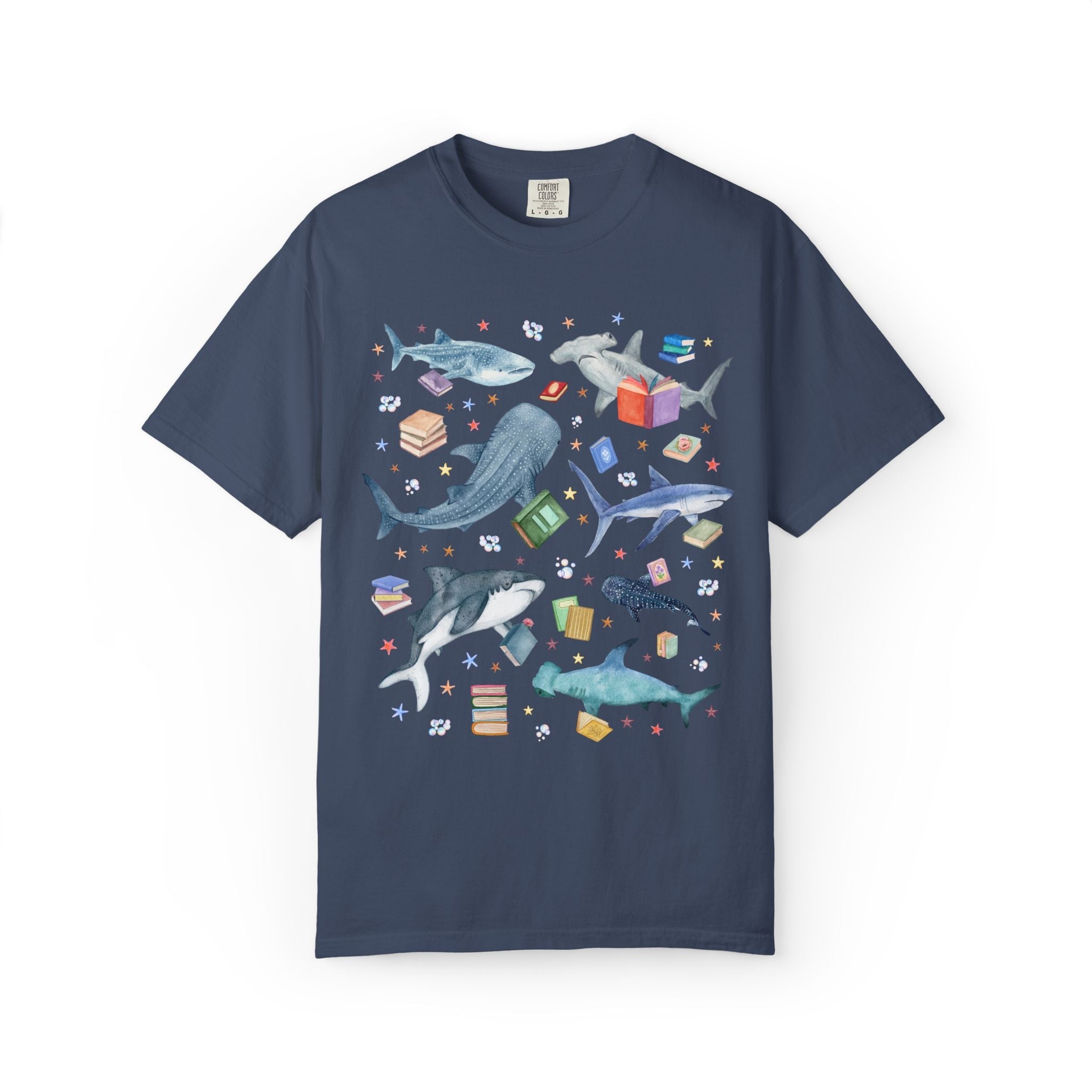 Bookish Shark T-Shirt for School Librarian or Reading Teacher - Opal and June