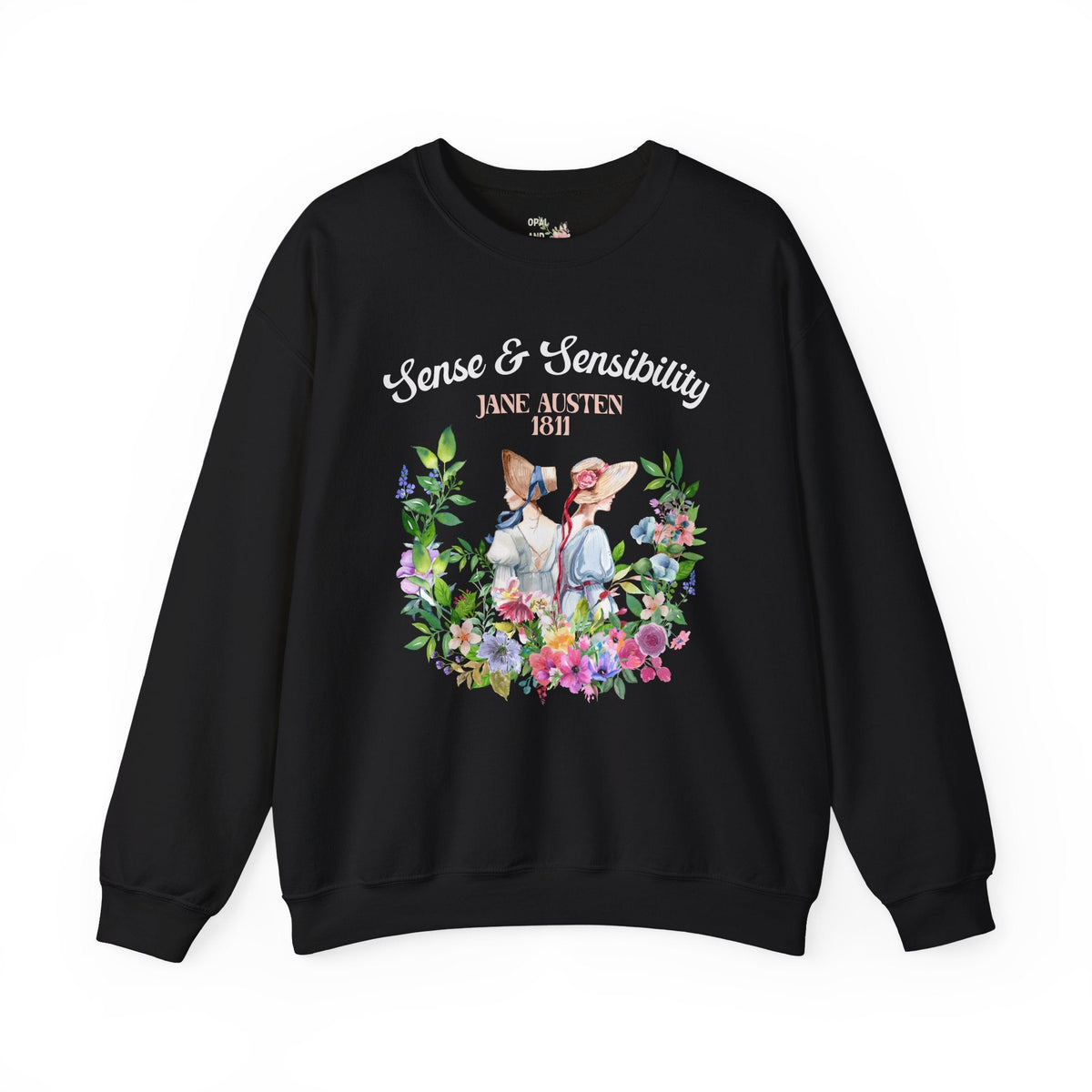 Bookish Sweatshirt for Jane Austen Fan: Sense and Sensibility | Dashwood Sisters, Classic Literature, Floral Cottagecore Style, Book Lover - Opal and June
