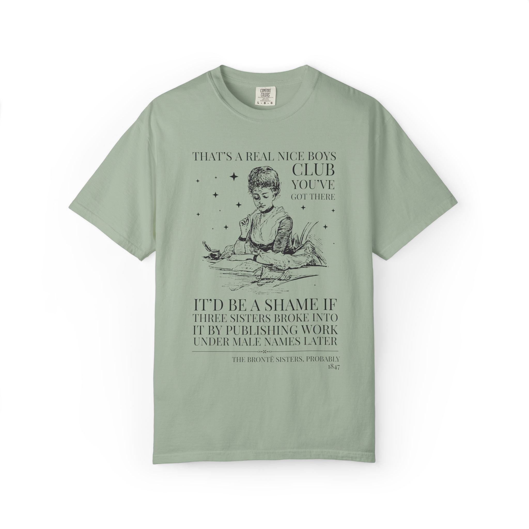 Bookish The Bronte Sisters Classic Literature Bookworm T-Shirt, Jane Eyre, Wuthering Heights, Emily Bronte, Charlotte Bronte, Anne Bronte - Opal and June