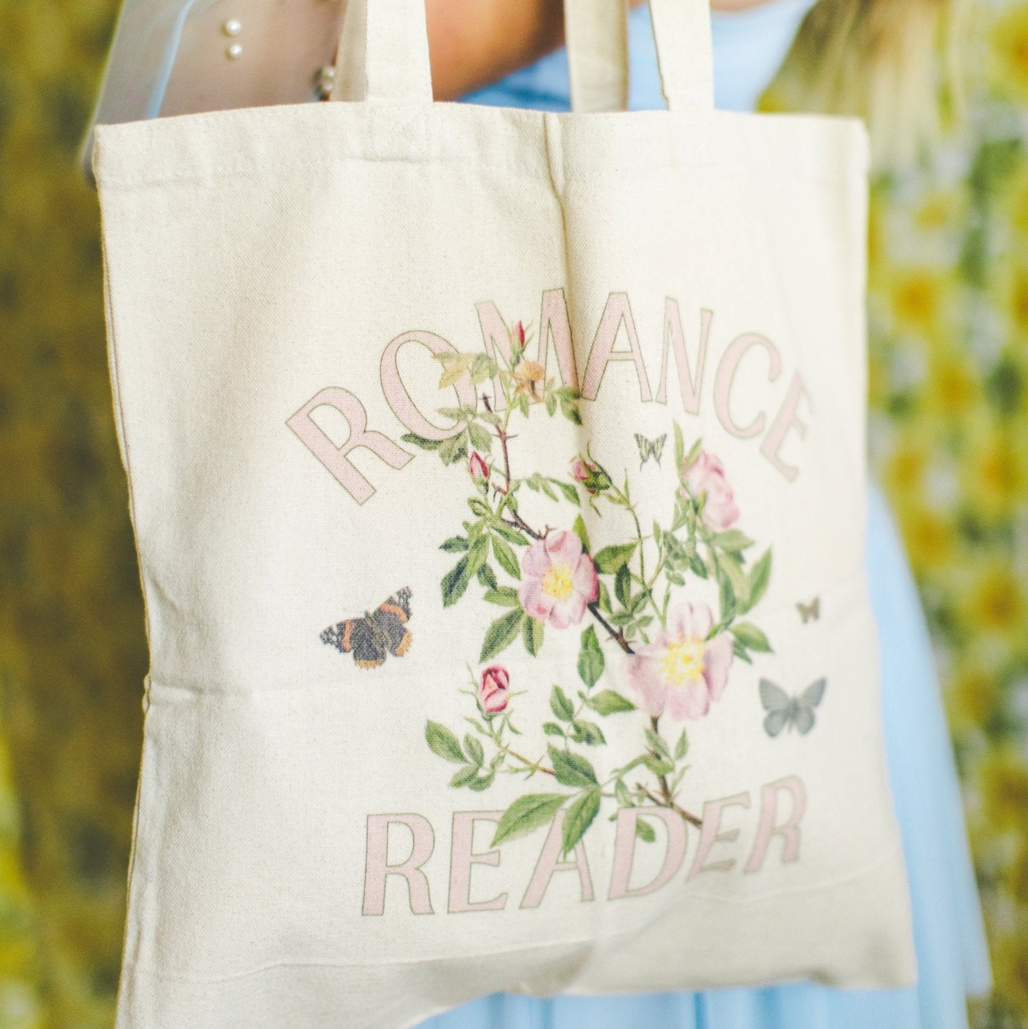 Bookish Tote Bag for Romance Reader | Cottagecore Butterfly Tote Bag - Opal and June