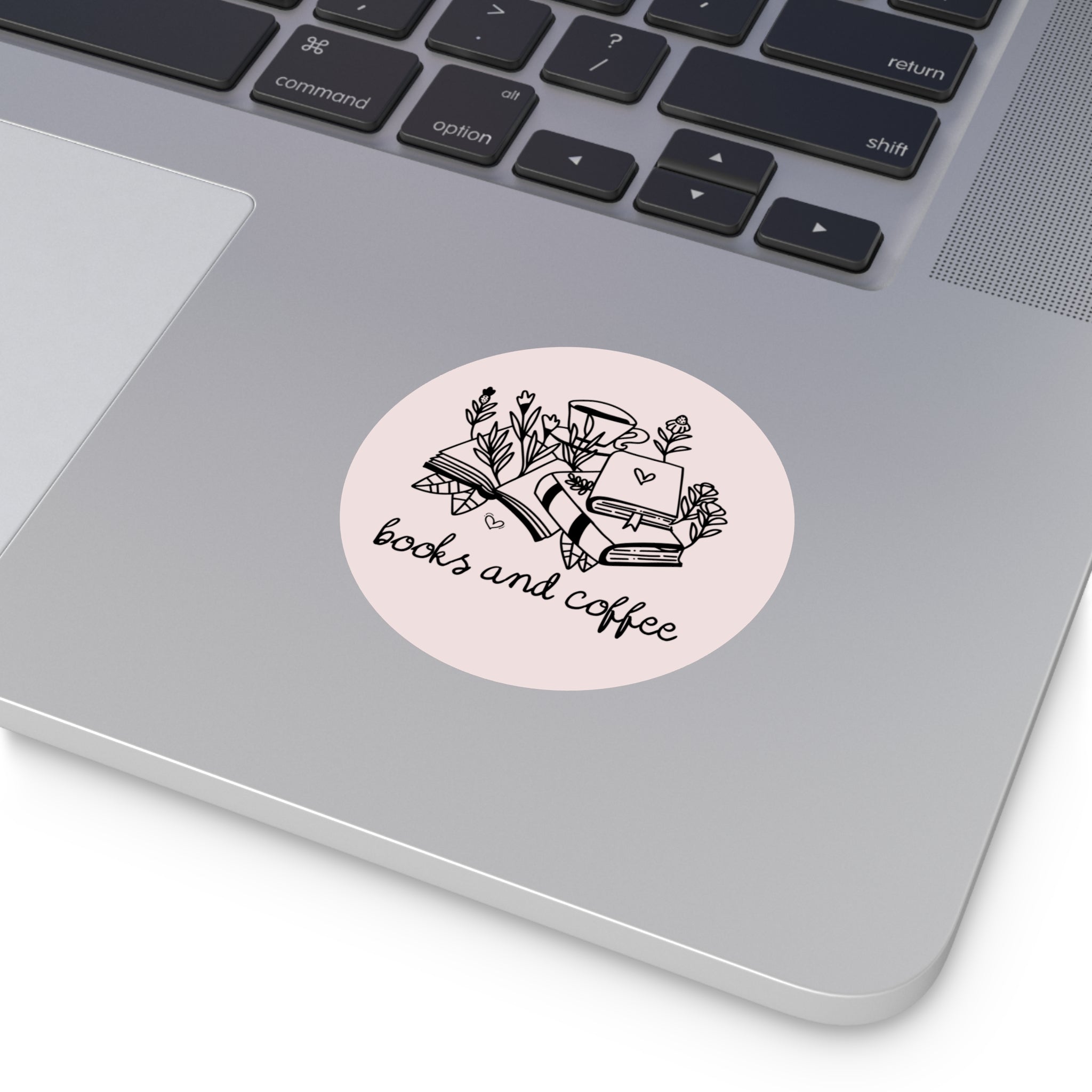 Books and Coffee Sticker with Flowers: Book Lover Gift Idea for Bookworm, Librarian Who Loves Coffee, Romance Reader Gift, Coffee Lover - Opal and June