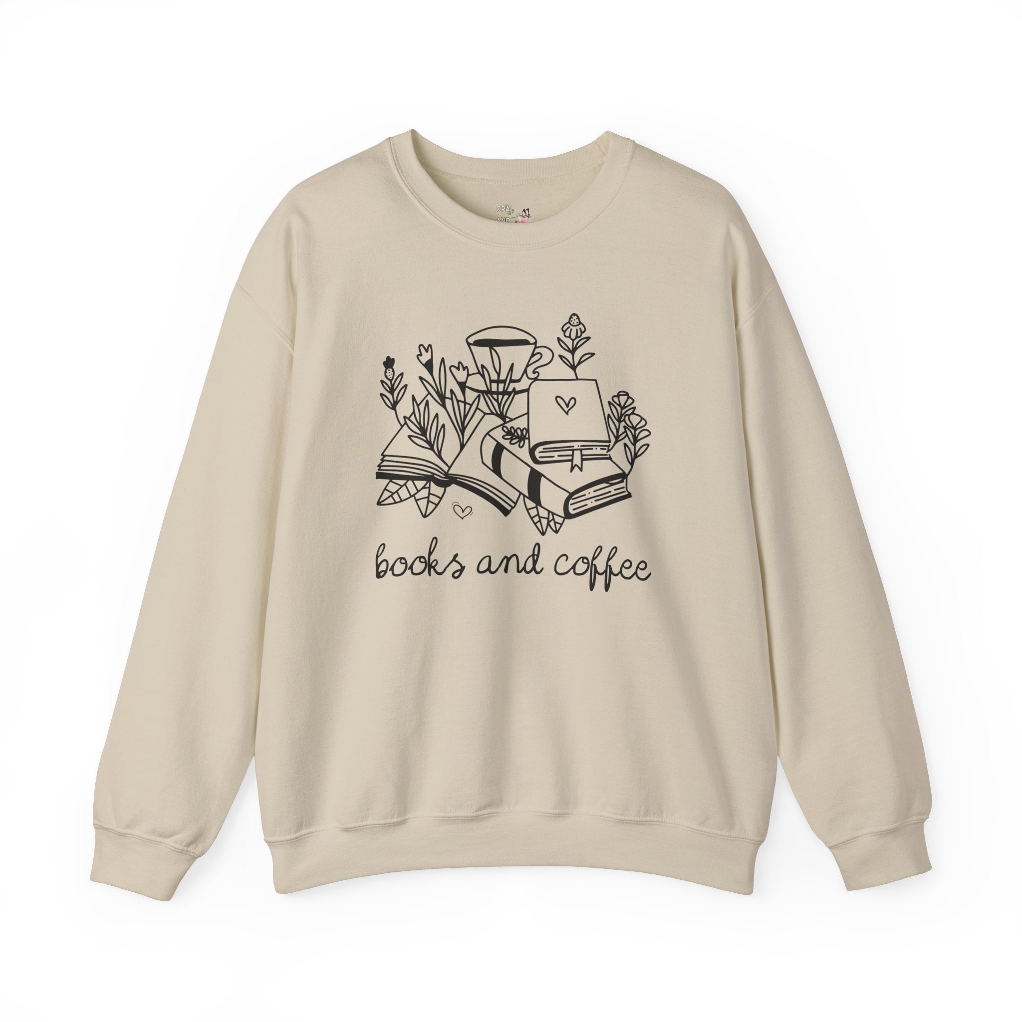 Books and Coffee Sweatshirt with Flowers: Book Lover Gift Idea for Bookworm, Librarian Who Loves Coffee, Romance Reader Gift, Coffee Lover - Opal and June
