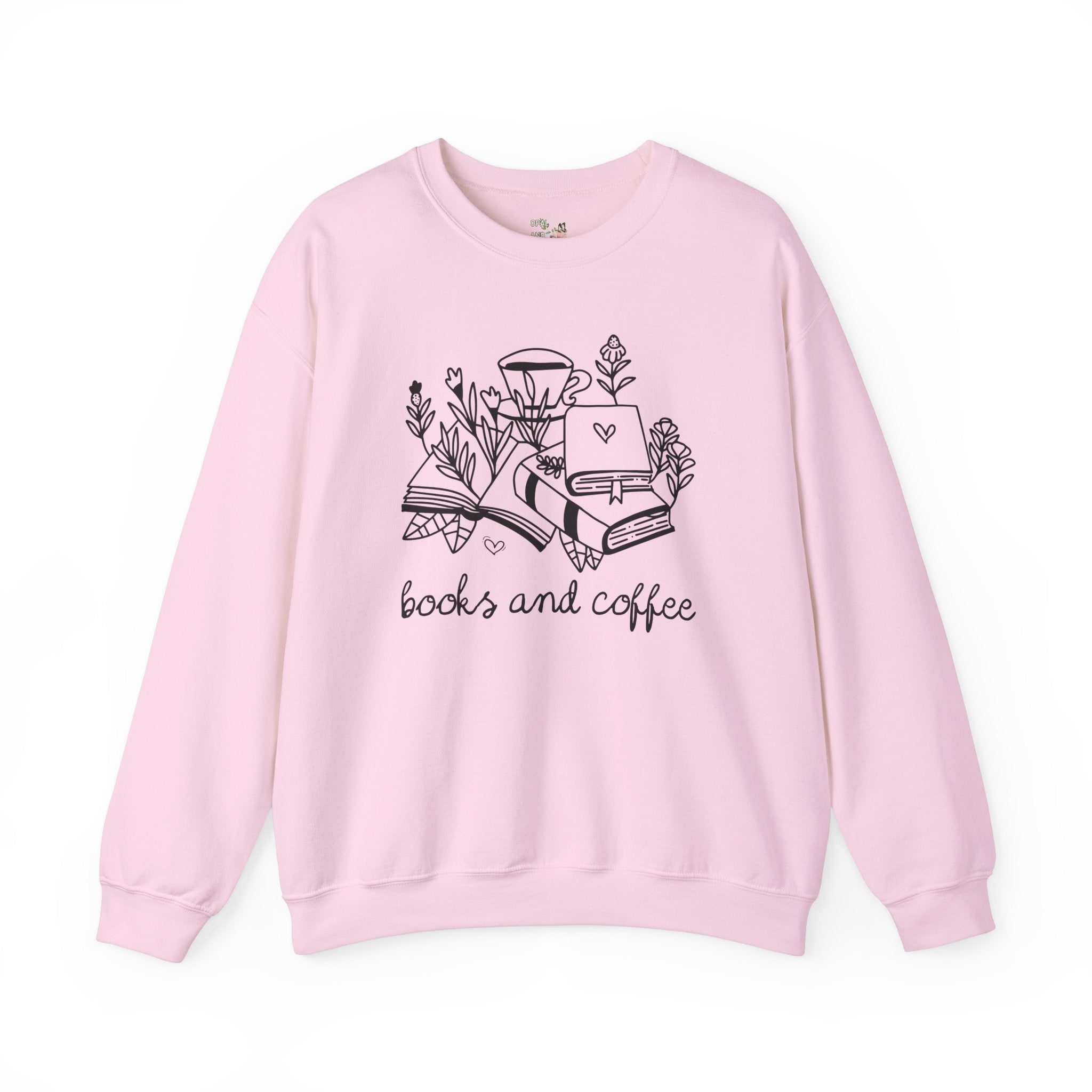 Books and Coffee Sweatshirt with Flowers: Book Lover Gift Idea for Bookworm, Librarian Who Loves Coffee, Romance Reader Gift, Coffee Lover - Opal and June