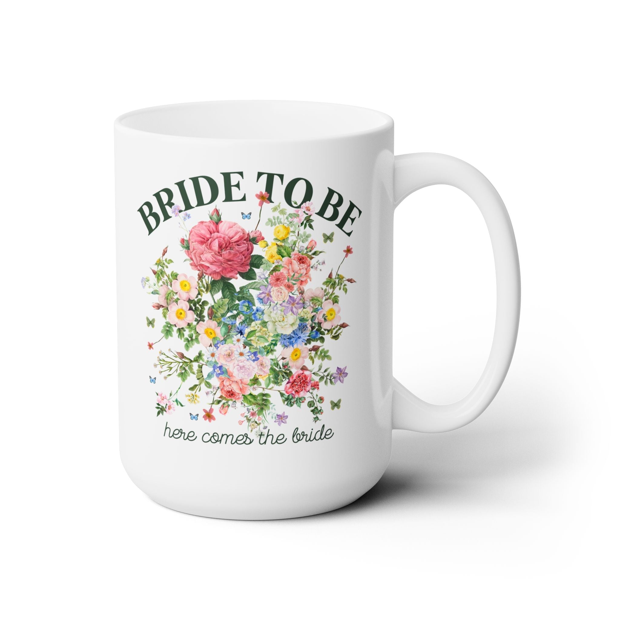 Bride To Be Floral Coffee Mug: 15 Oz Coffee Mug for Newly Engaged Bride, Cute Engagement Gift for Sister Getting Married - Opal and June